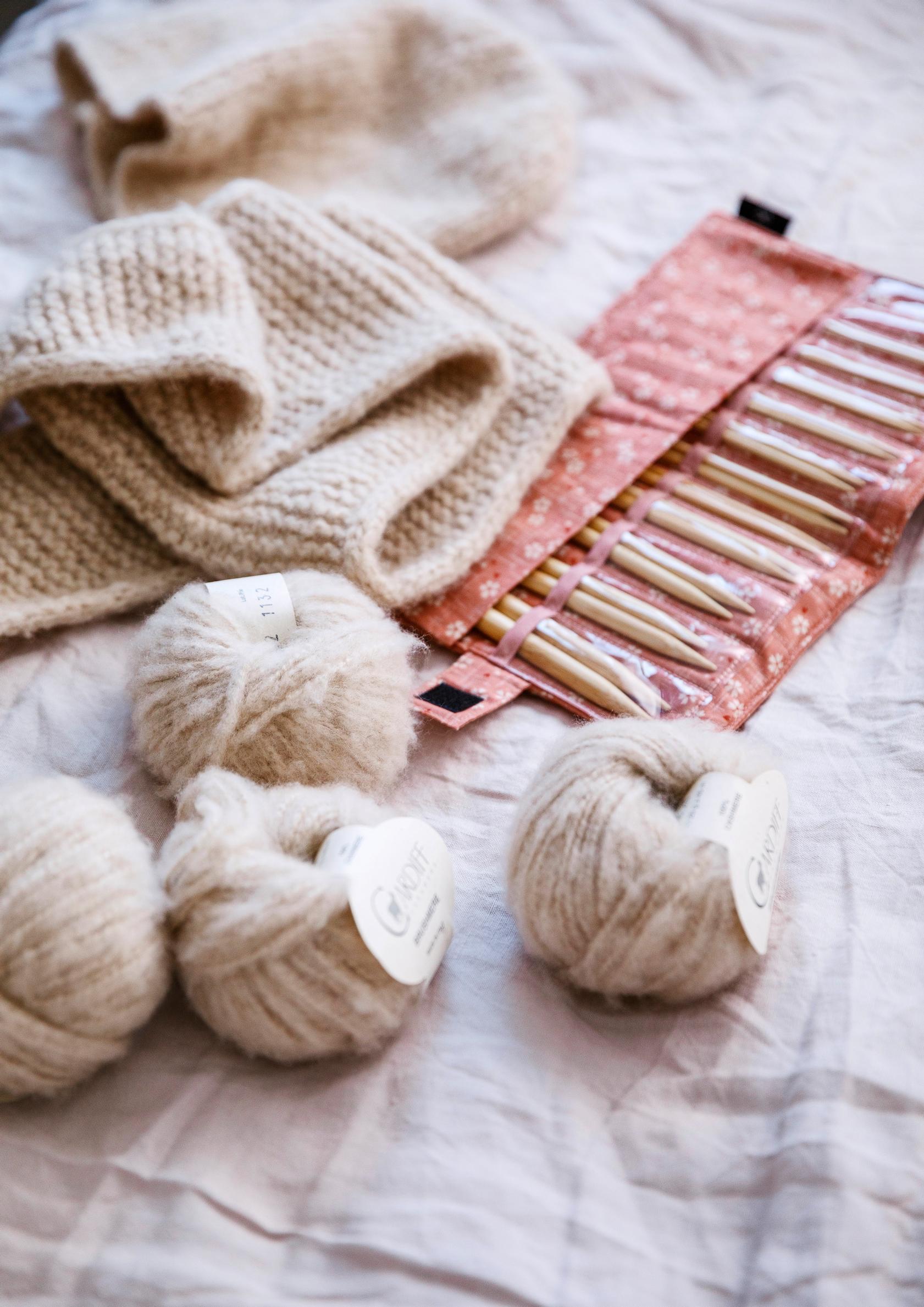 Knitting needles.