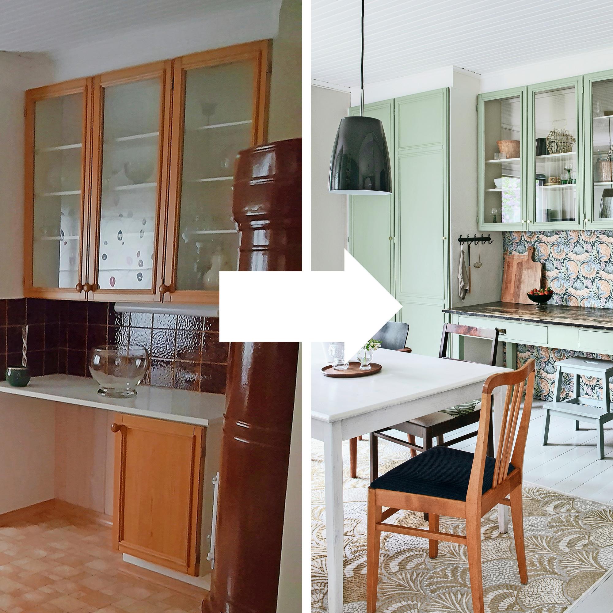 Kitchen renovation for about €400: Veera gave the kitchen of her wooden home a beautiful makeover on a small budget