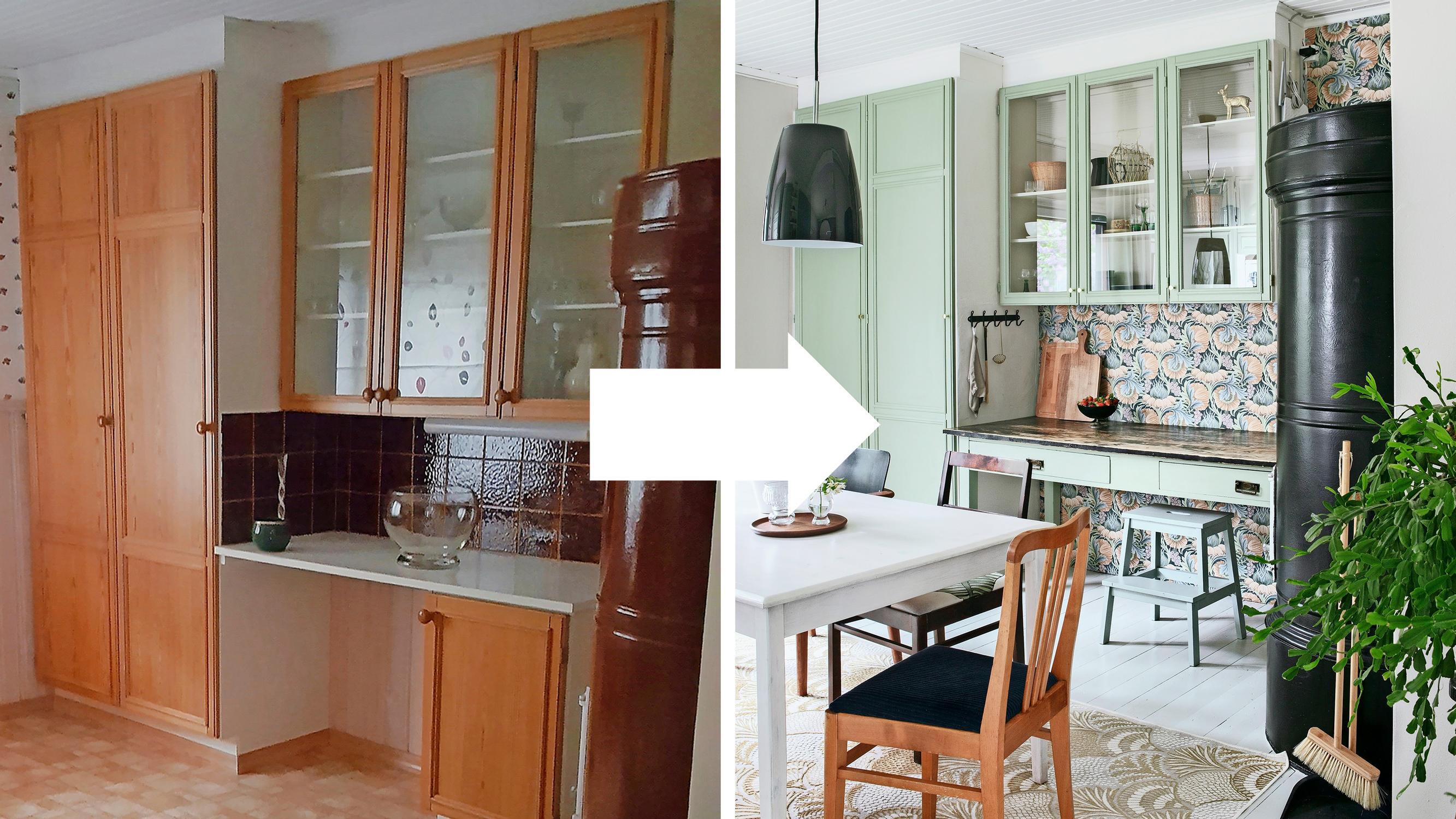 Kitchen renovation for about €400: Veera gave the kitchen of her wooden home a beautiful makeover on a small budget