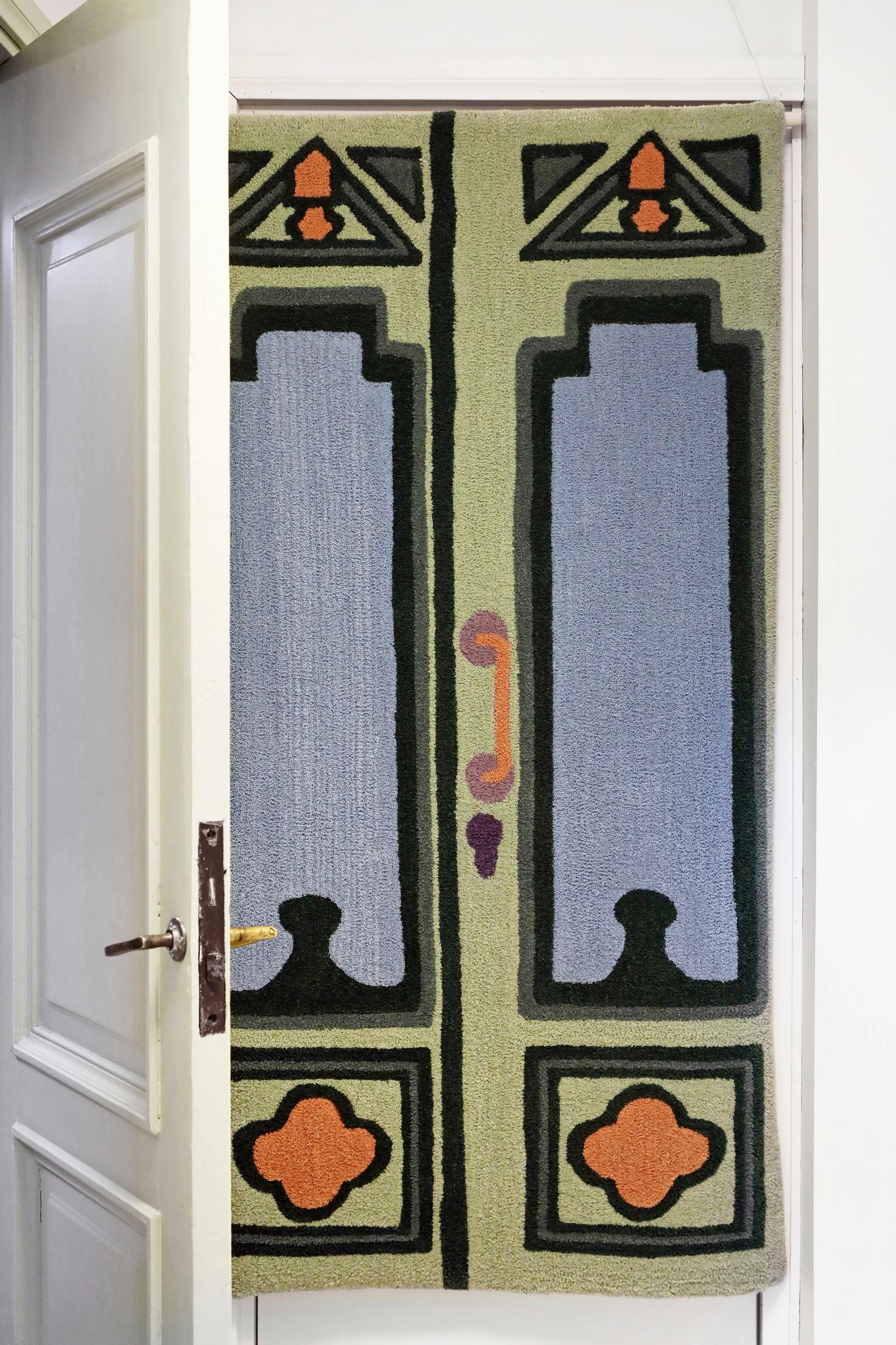 Jugendstil paneled door rya tapestry