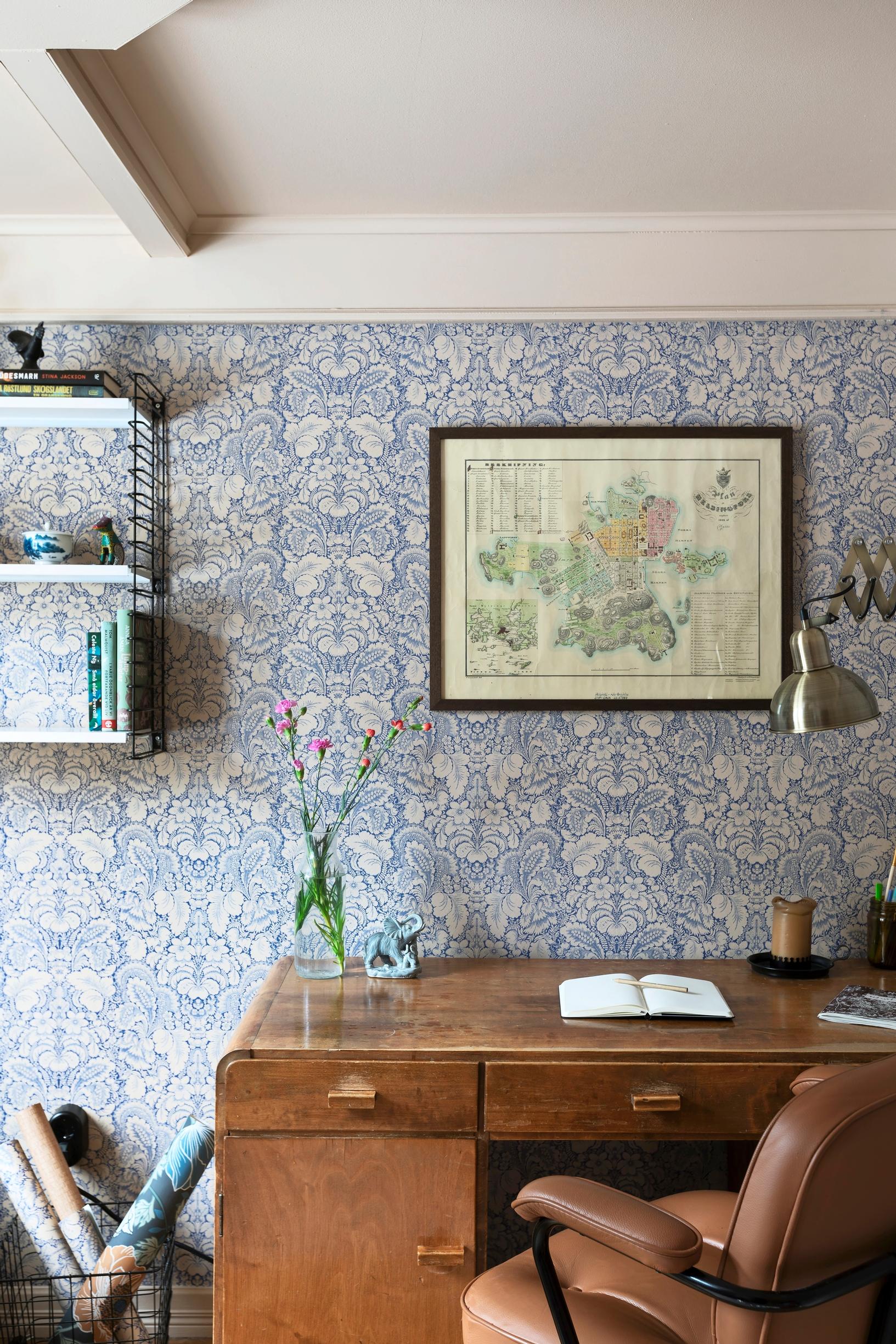An old map and a 1930s writing desk.