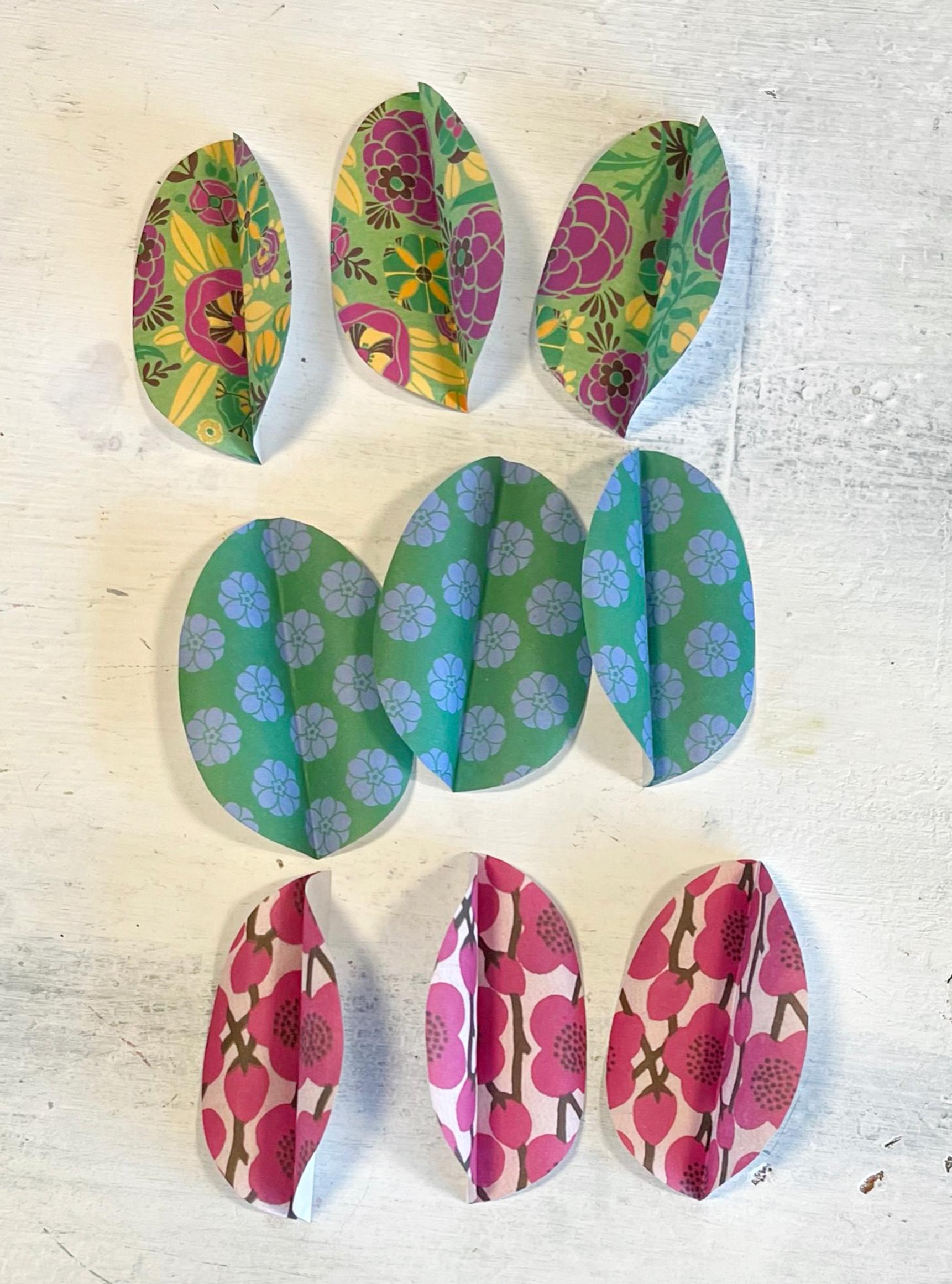 Nine pieces of a paper Easter egg