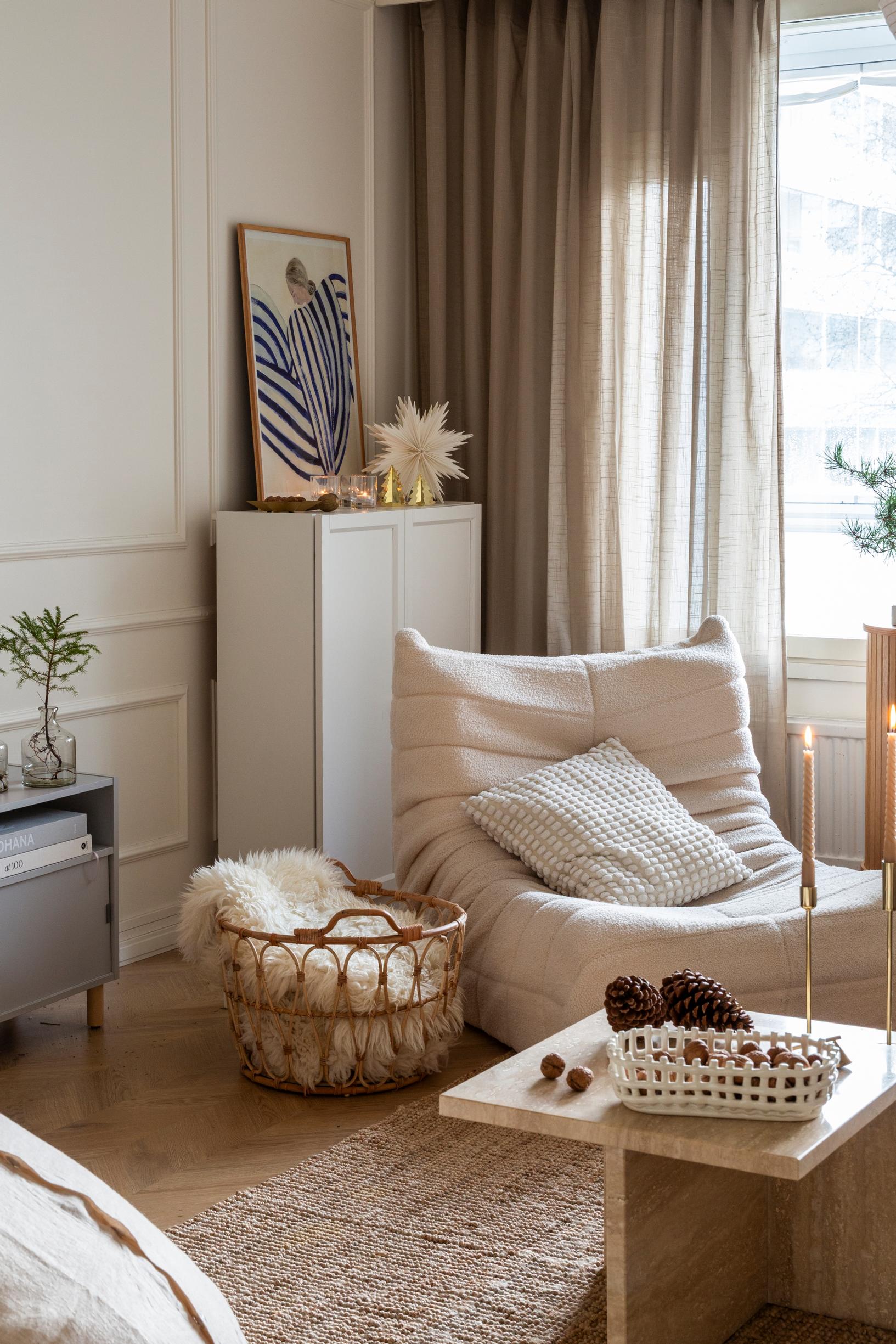 Graceful storage furniture provides plenty of space.