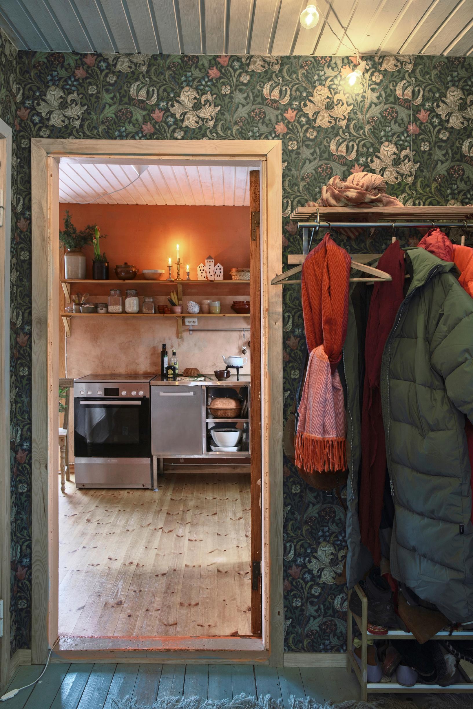 View from the entryway into the kitchen