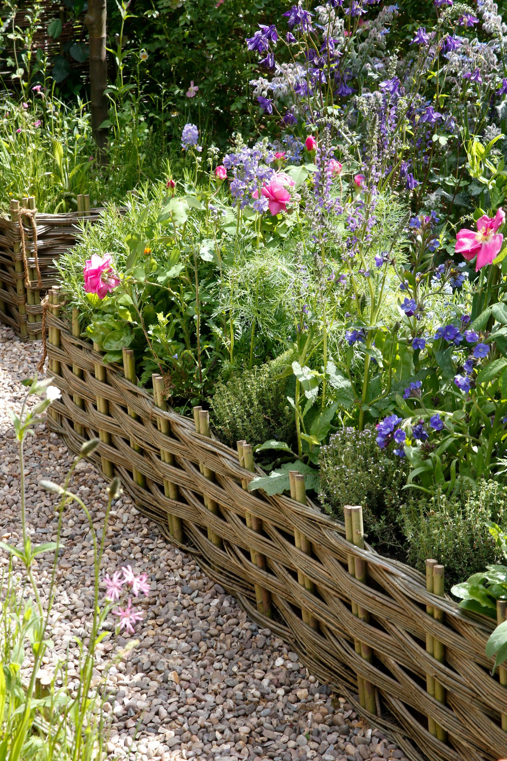 Flower bed edging: woven willow