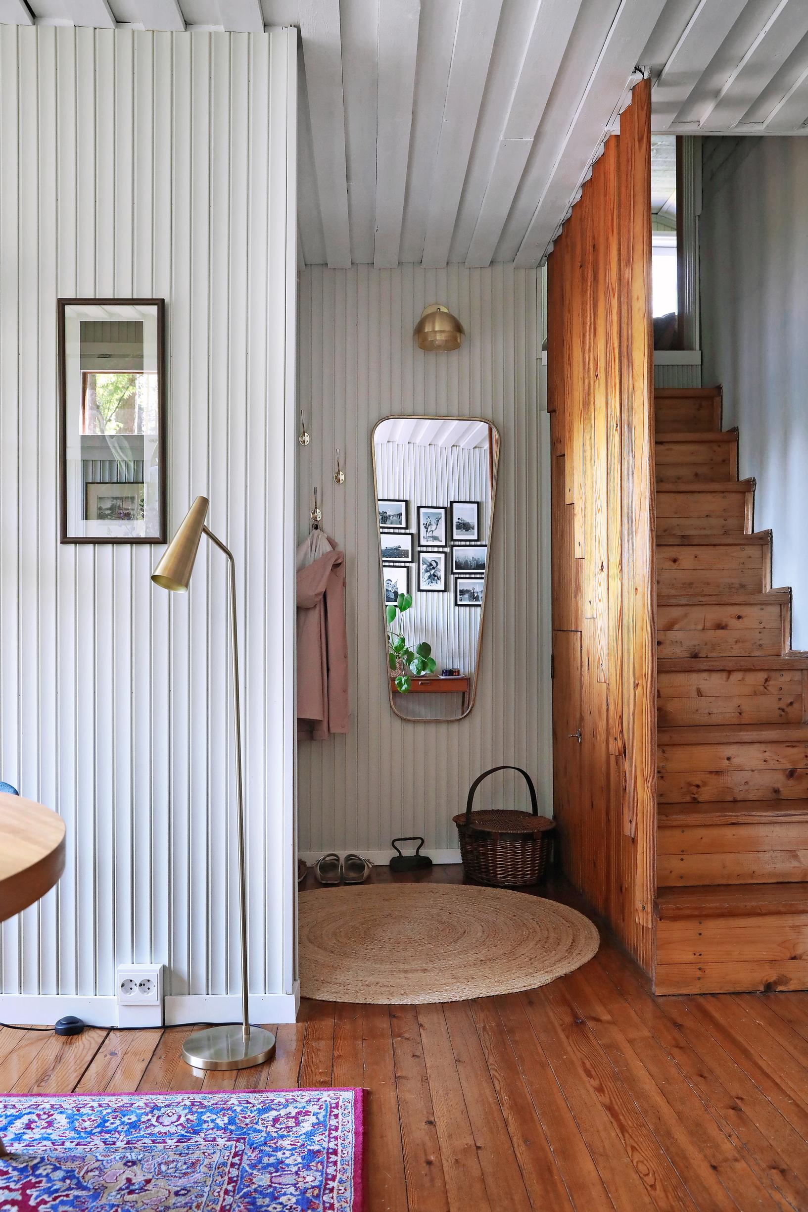Narrow wooden stairs