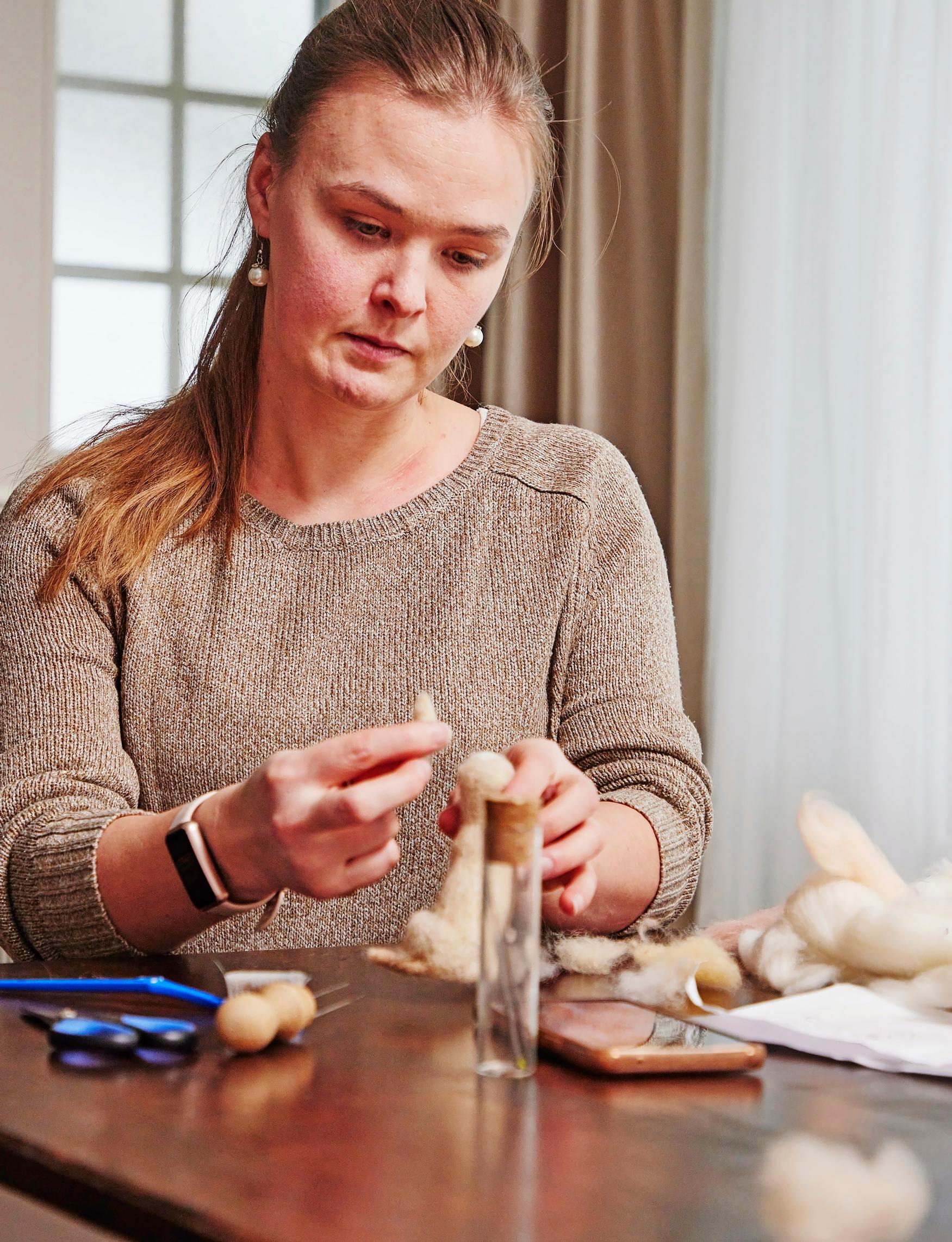 Emilia needle-felting.