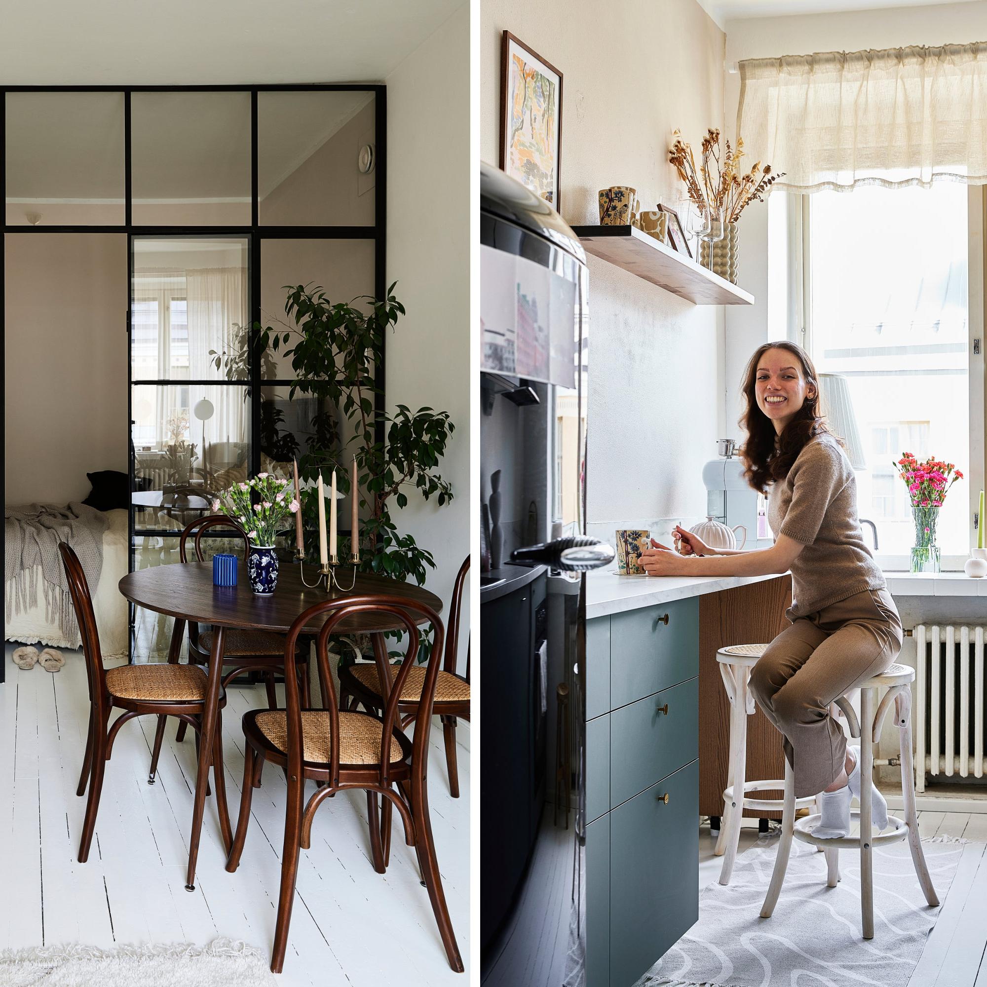 In her first home of her own, Floora discovered what she wants from an apartment: “I like having the kitchen as a separate space”