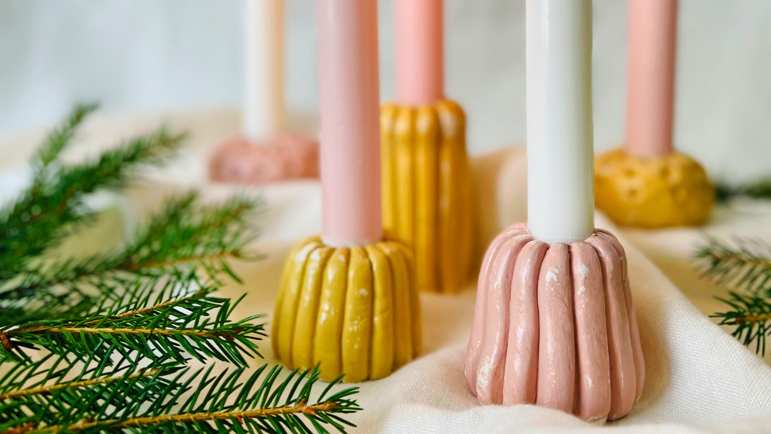Sculpt, pattern, dry, and paint: Create lovely candle holders from air-dry clay