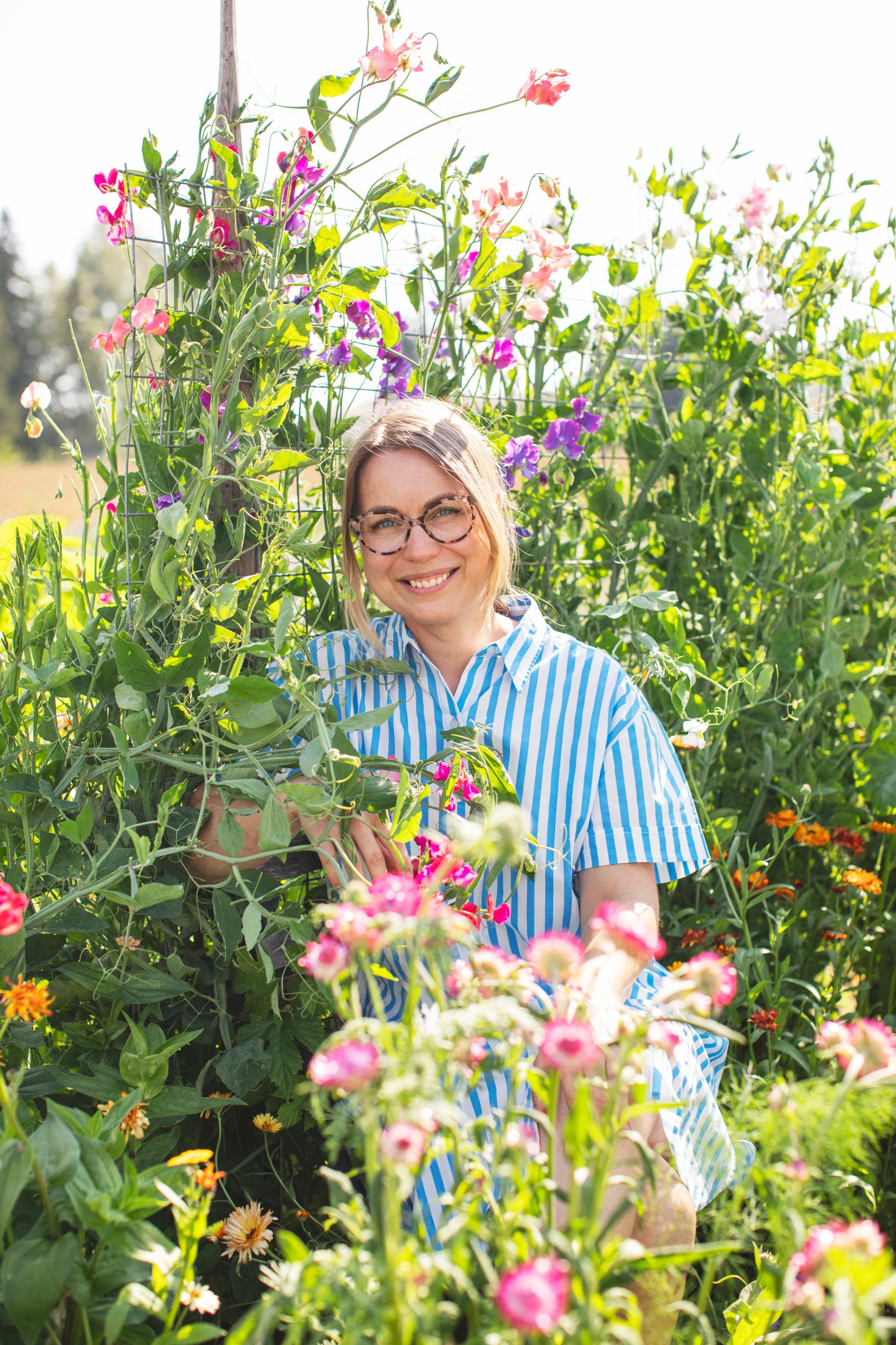 Sini Kujala in her garden.