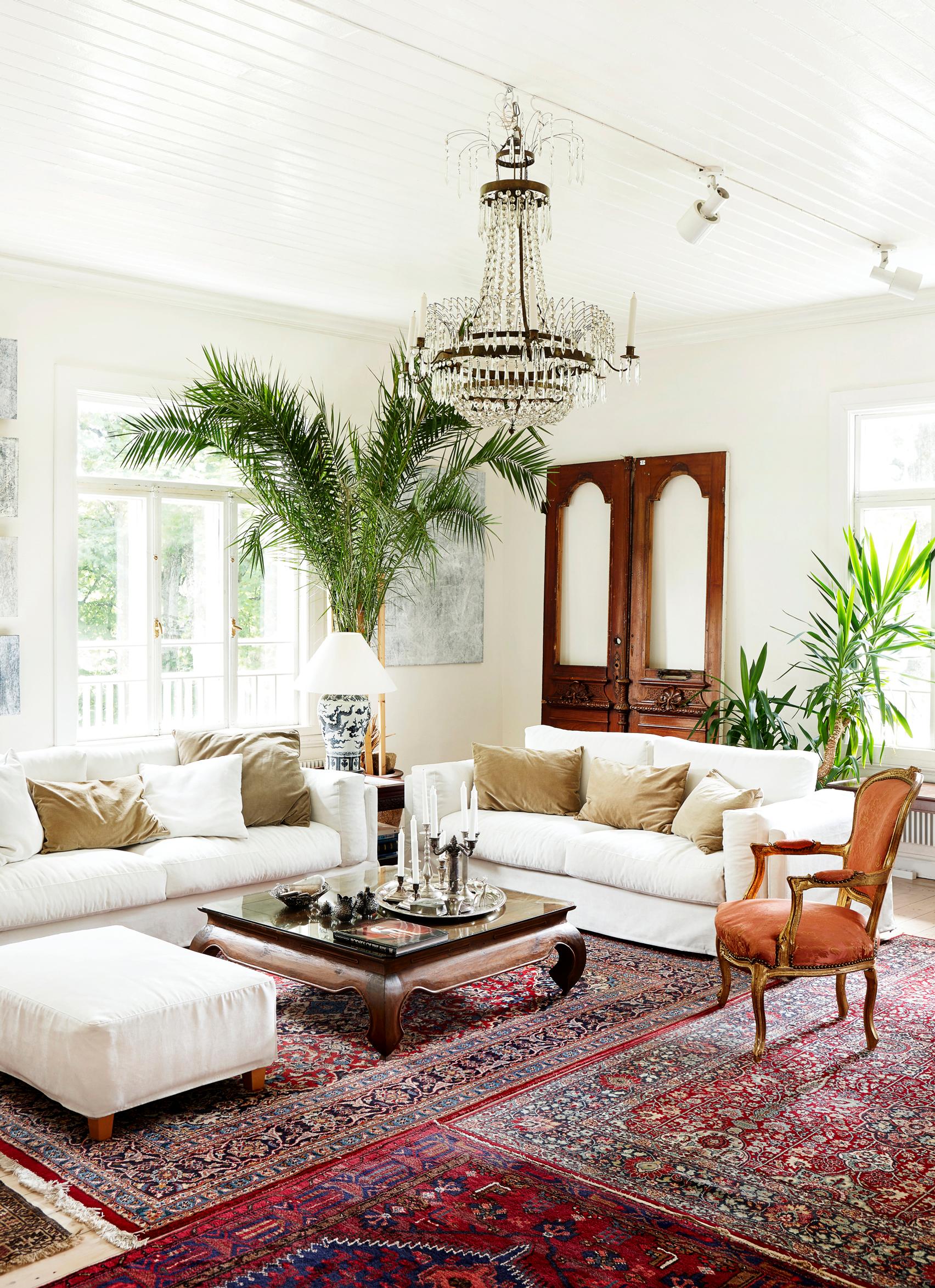 A floor covered with genuine oriental rugs