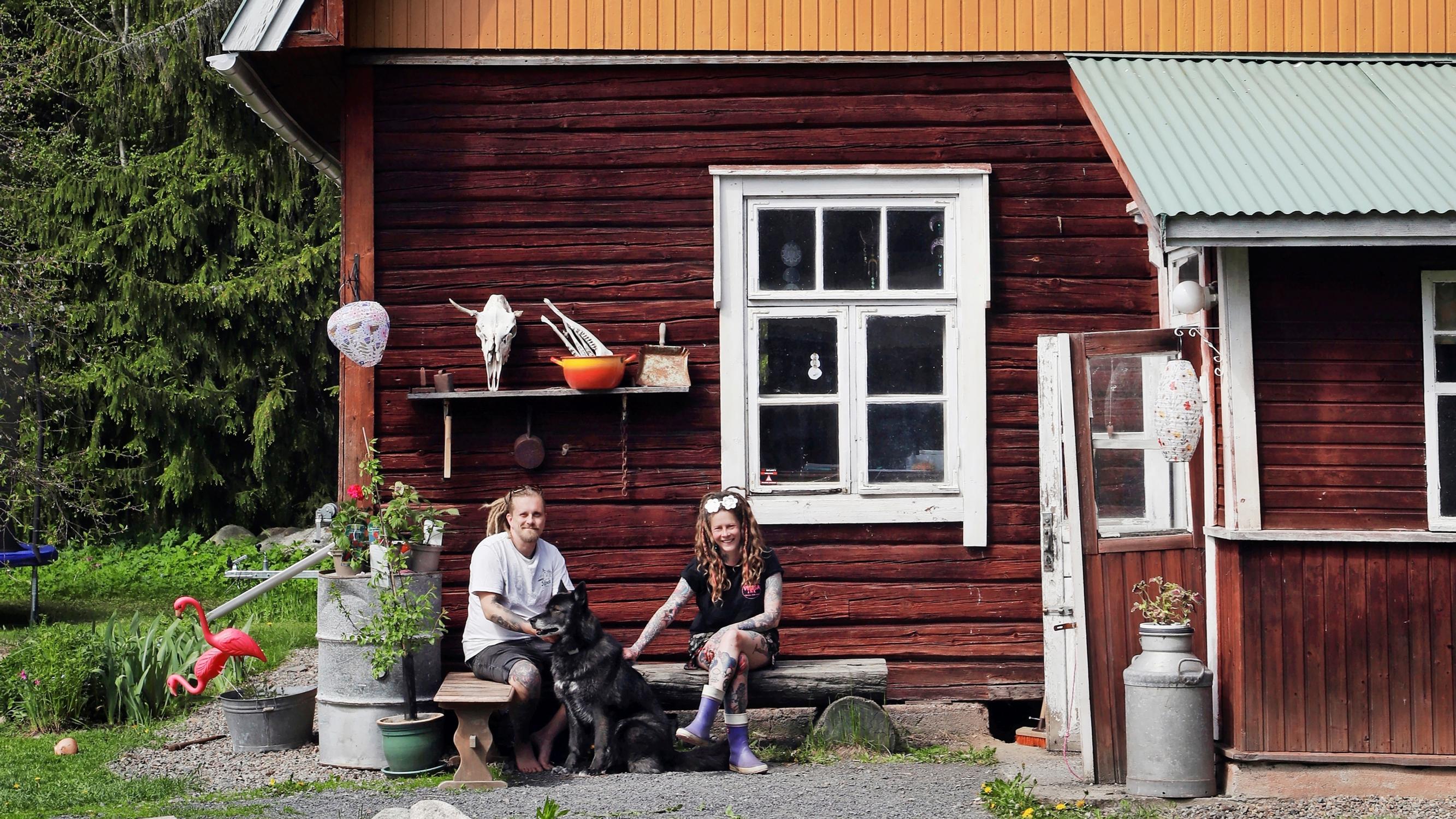 Backpackers find a rural Finnish log house for their home base: “We received a dry toilet as a wedding gift”