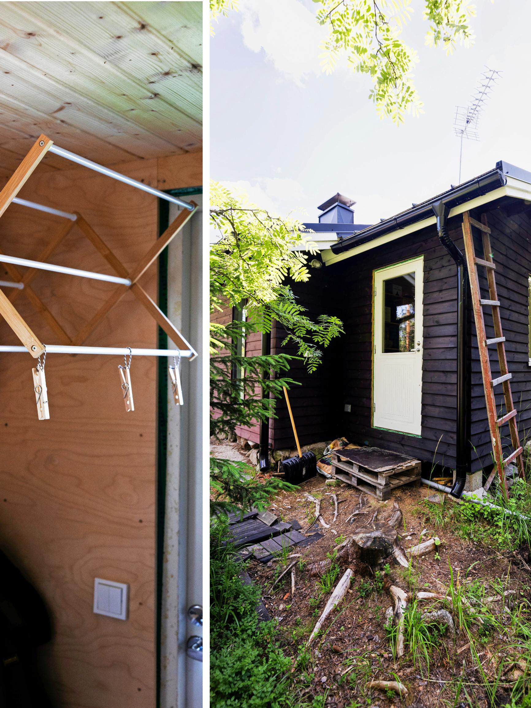 One clever idea, three big wins: Heidi and Arto add an indoor toilet, storage, and a second entrance