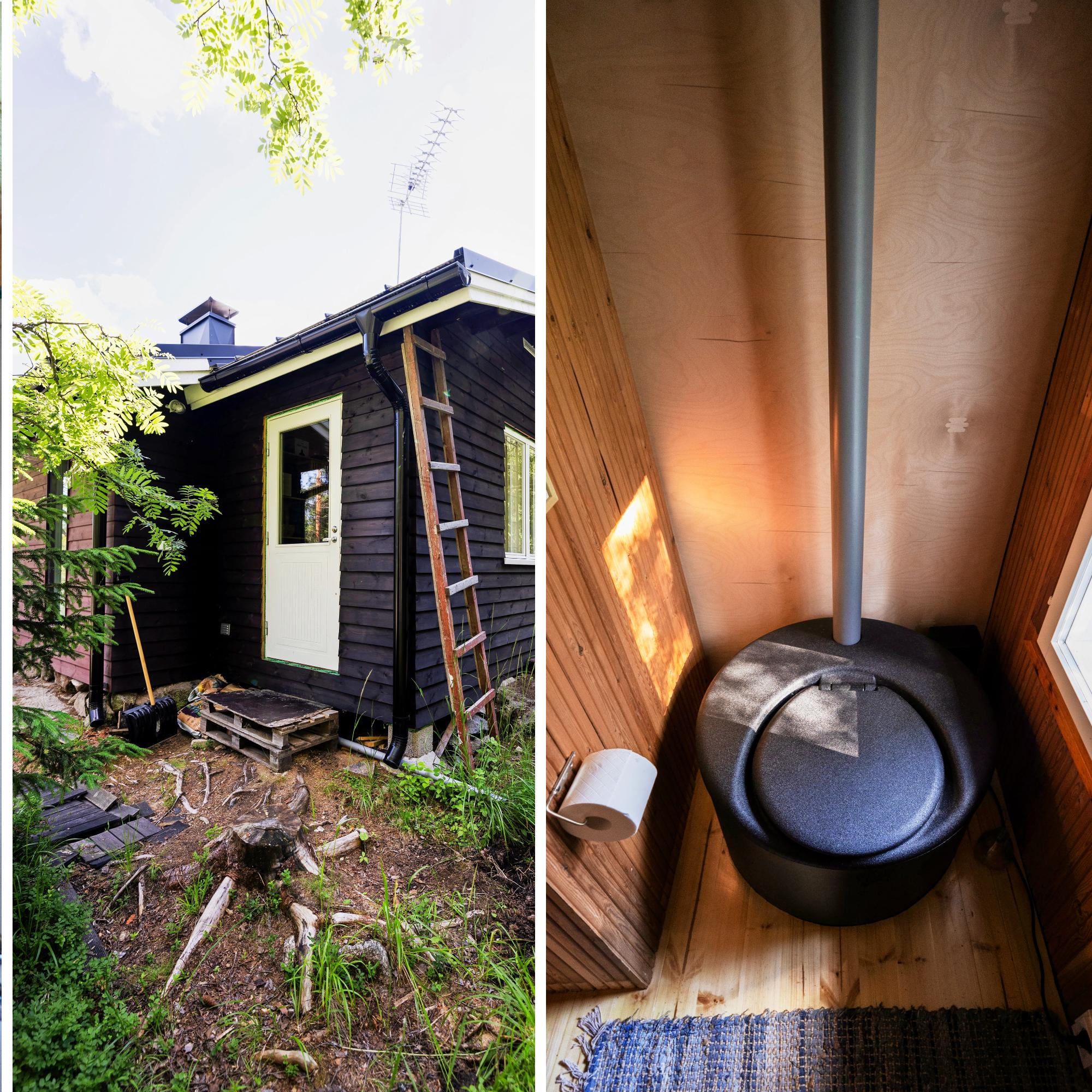 One clever idea, three big wins: Heidi and Arto add an indoor toilet, storage, and a second entrance