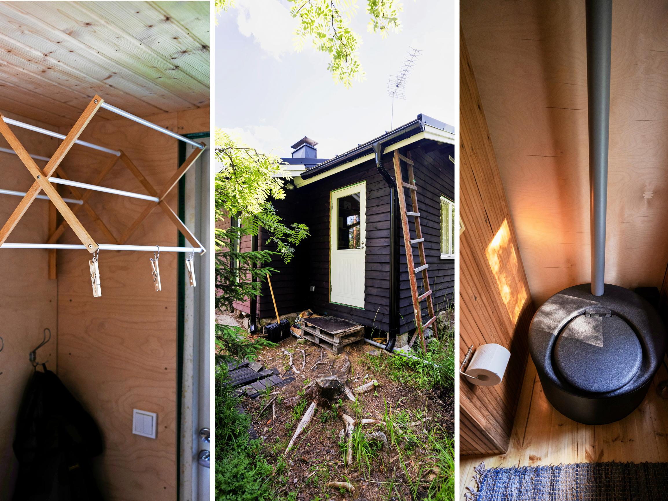 One clever idea, three big wins: Heidi and Arto add an indoor toilet, storage, and a second entrance