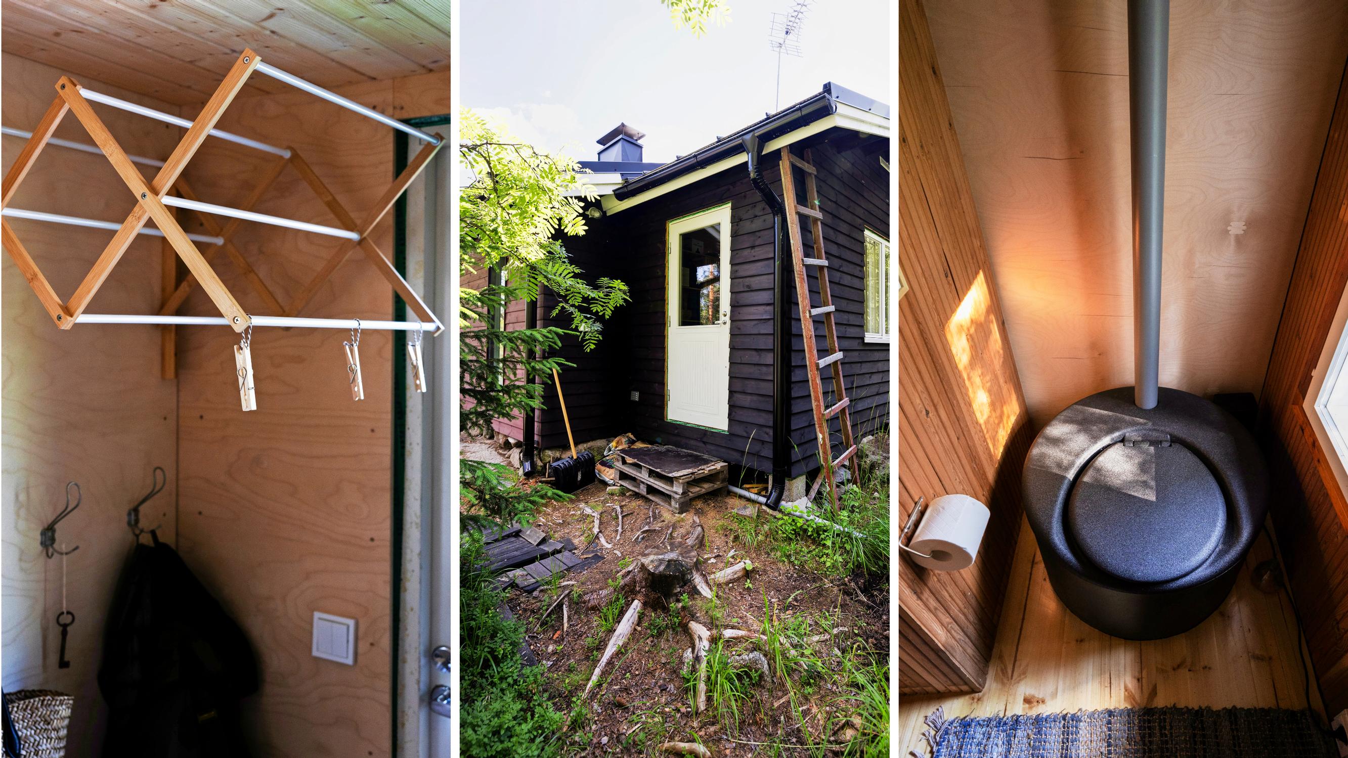 One clever idea, three big wins: Heidi and Arto add an indoor toilet, storage, and a second entrance
