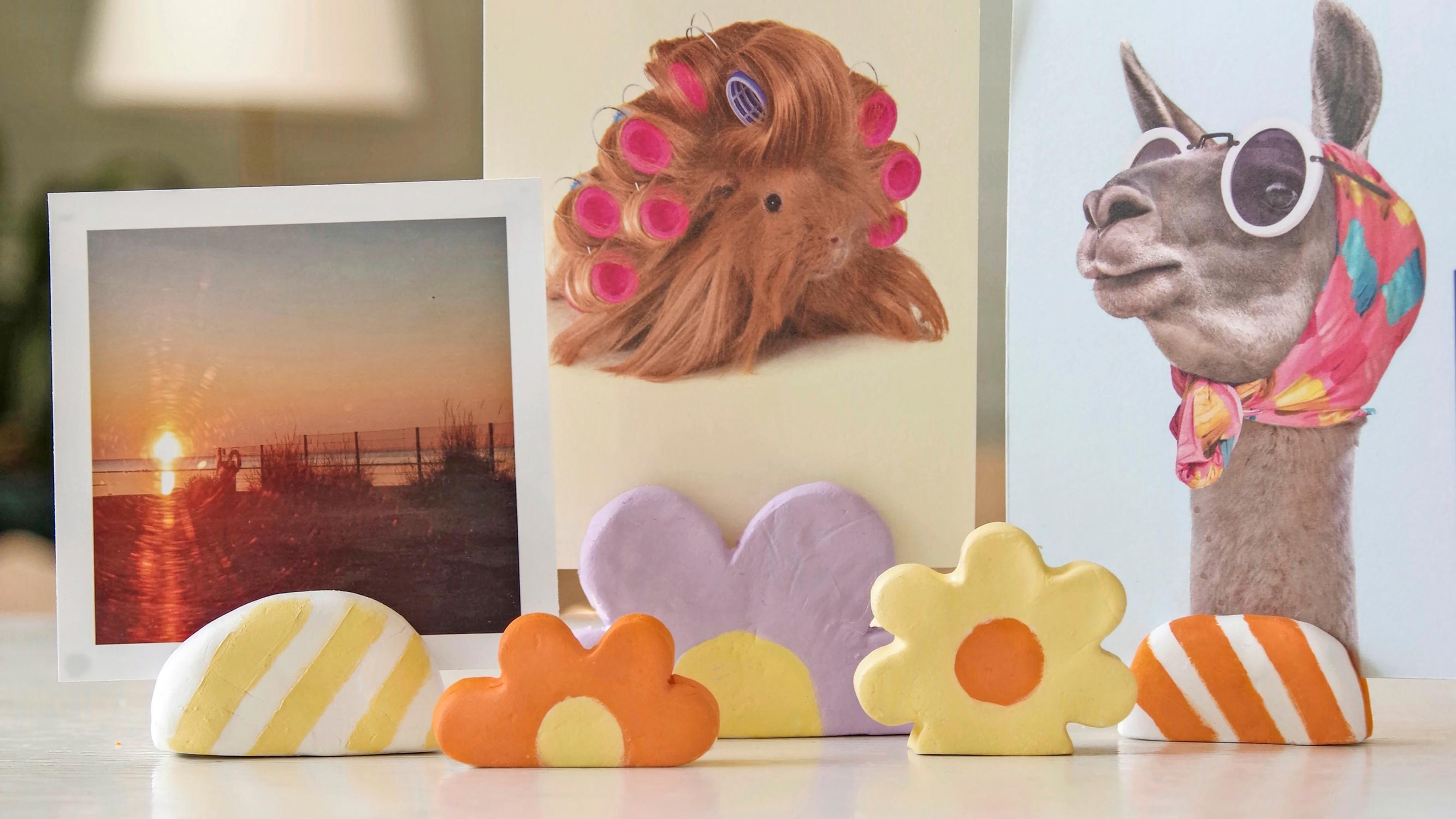 Line up your photos with these cute and easy air-drying clay stands