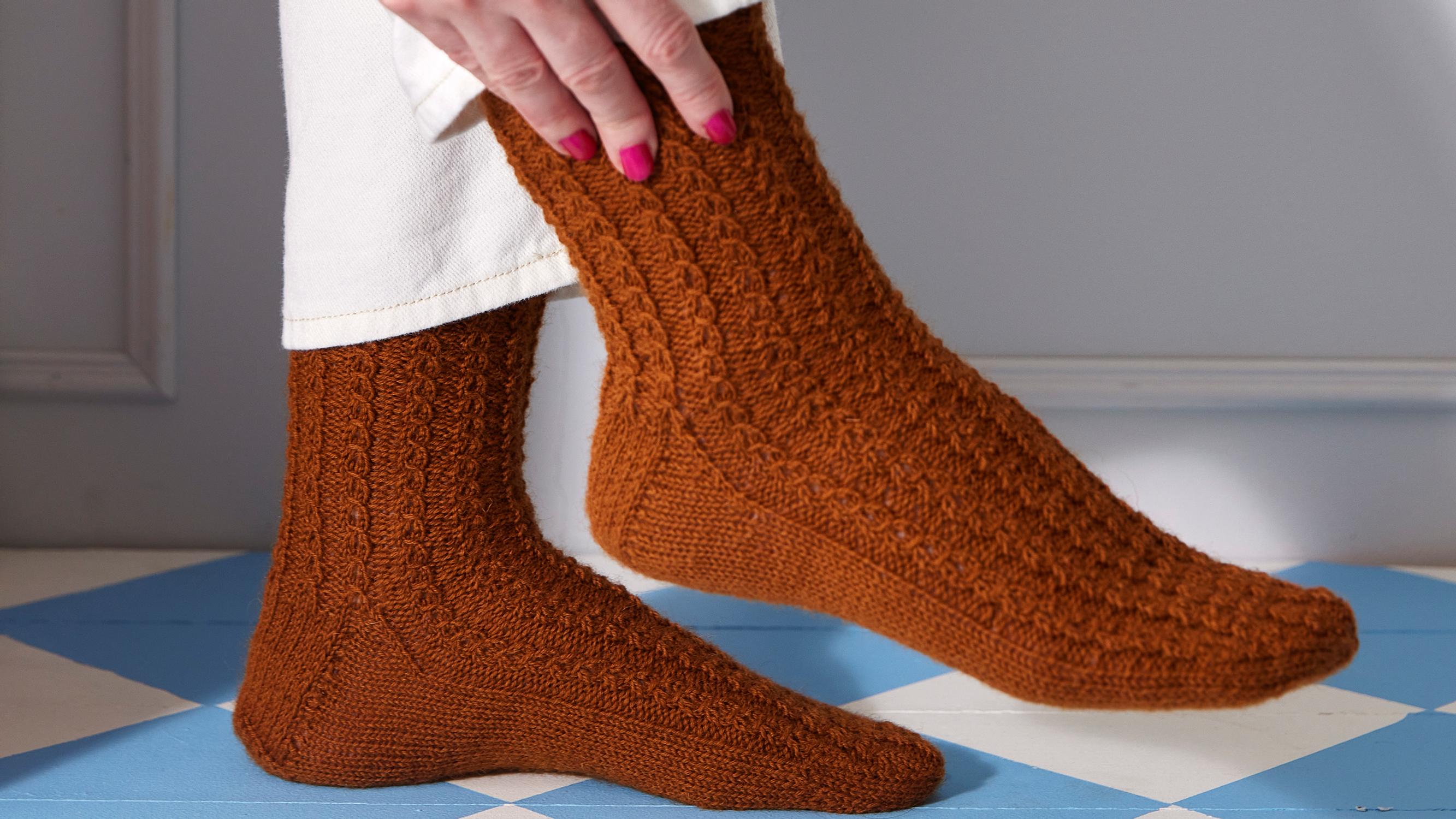 These mock cable socks are like woolly jewelry—and perfect for beginners!