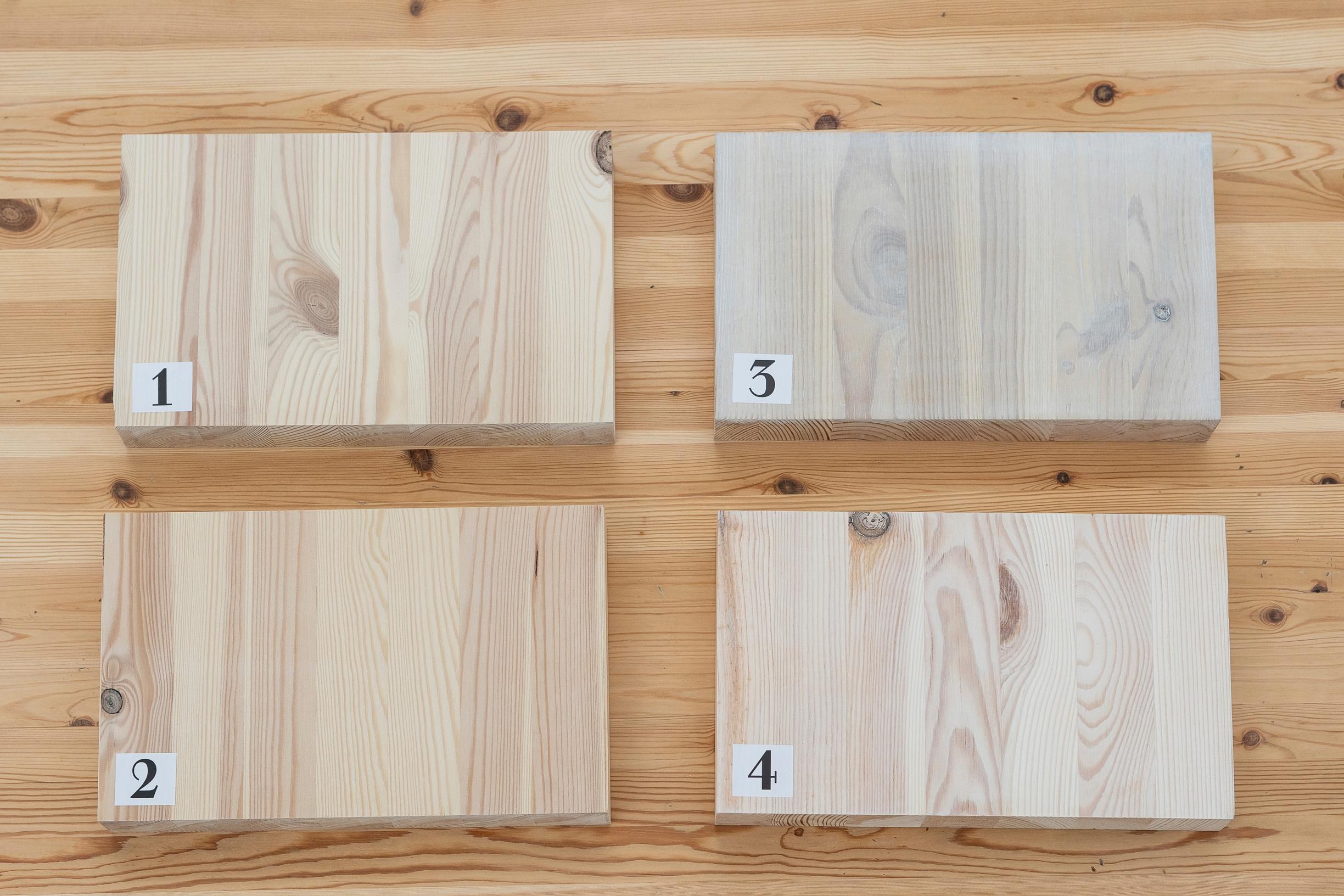 Sample pieces on the table.