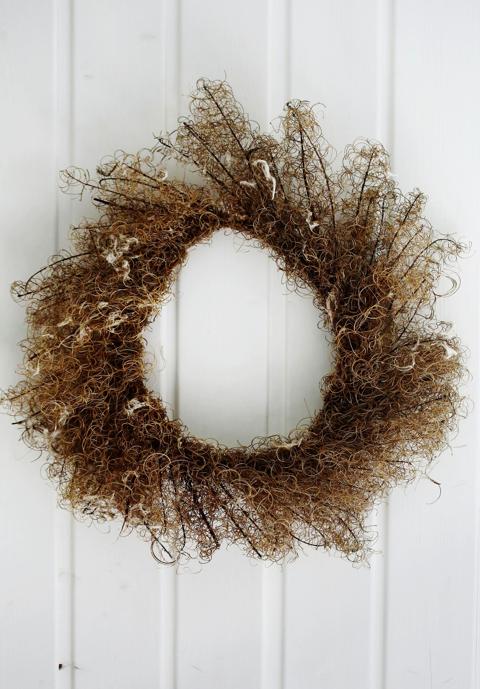 Christmas wreath made from fireweed stems