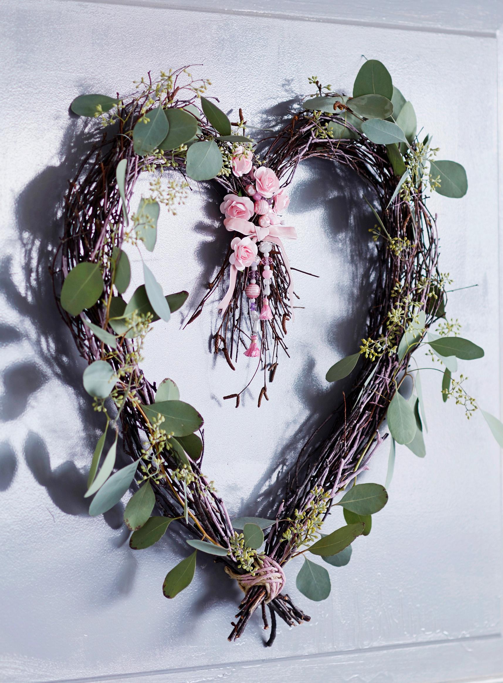 Heart-shaped twig wreath