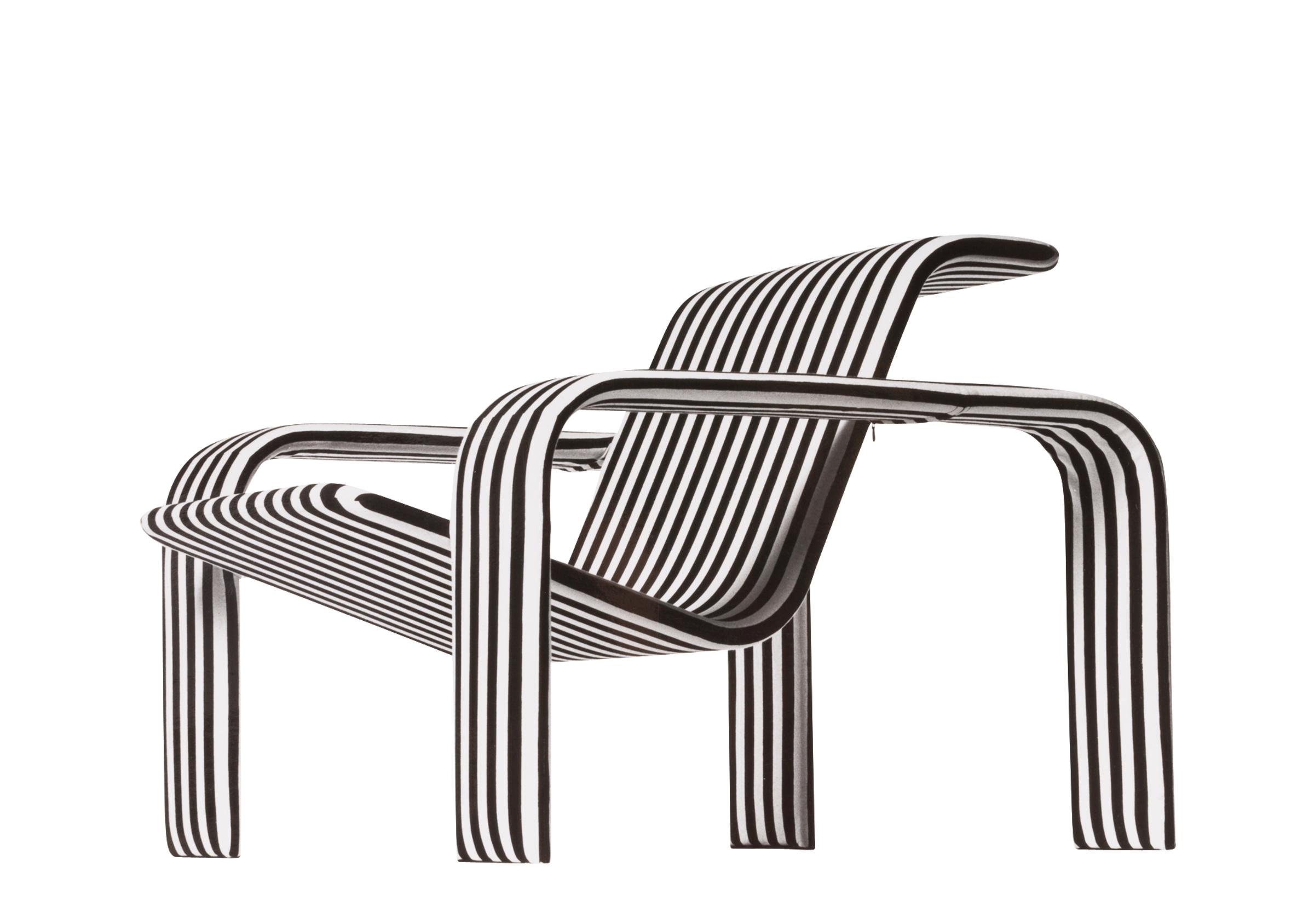 Antti Nurmesniemi’s Armchair 004 upholstered with Vuokko Nurmesniemi’s striped fabric