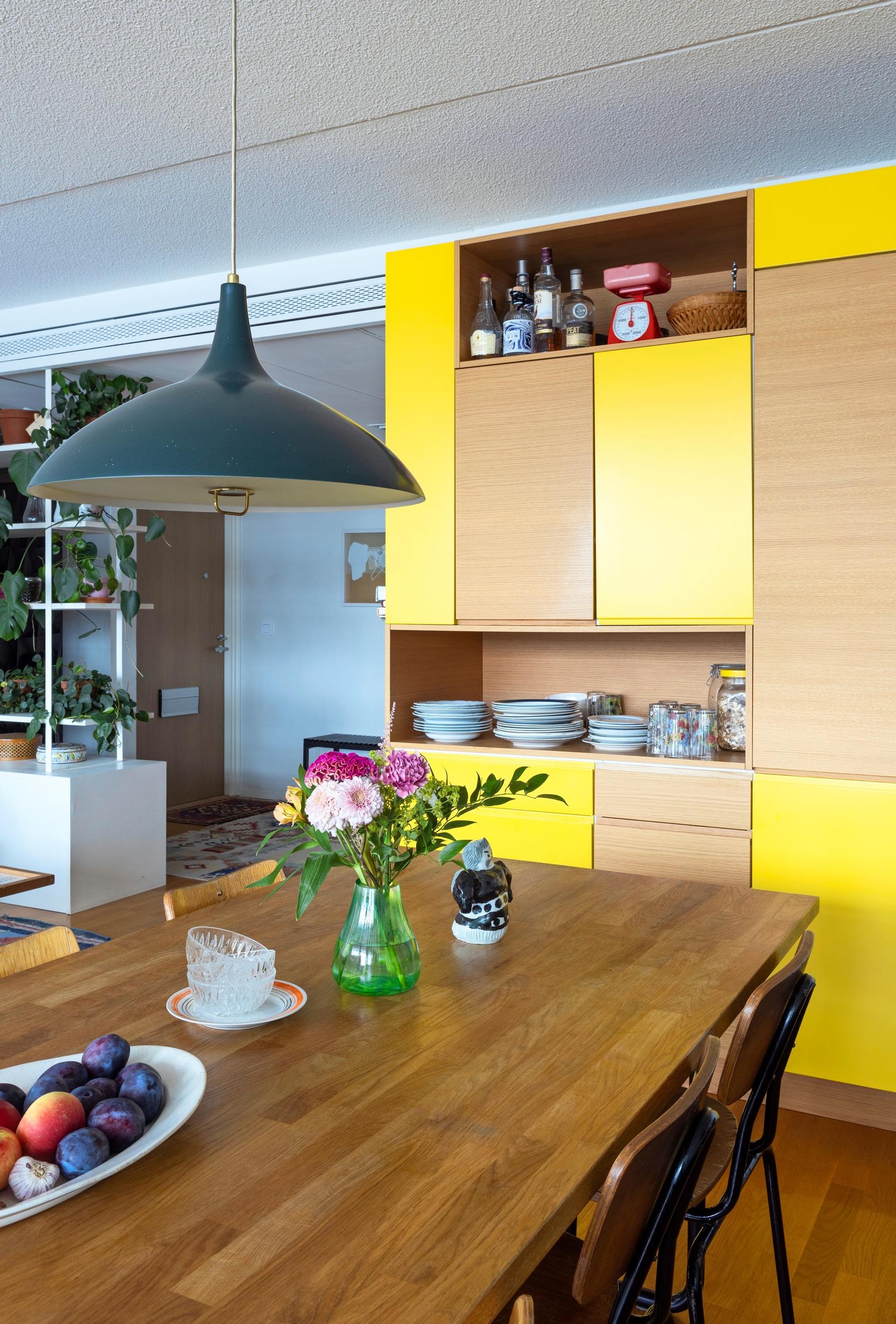 Kitchen with yellow cabinets