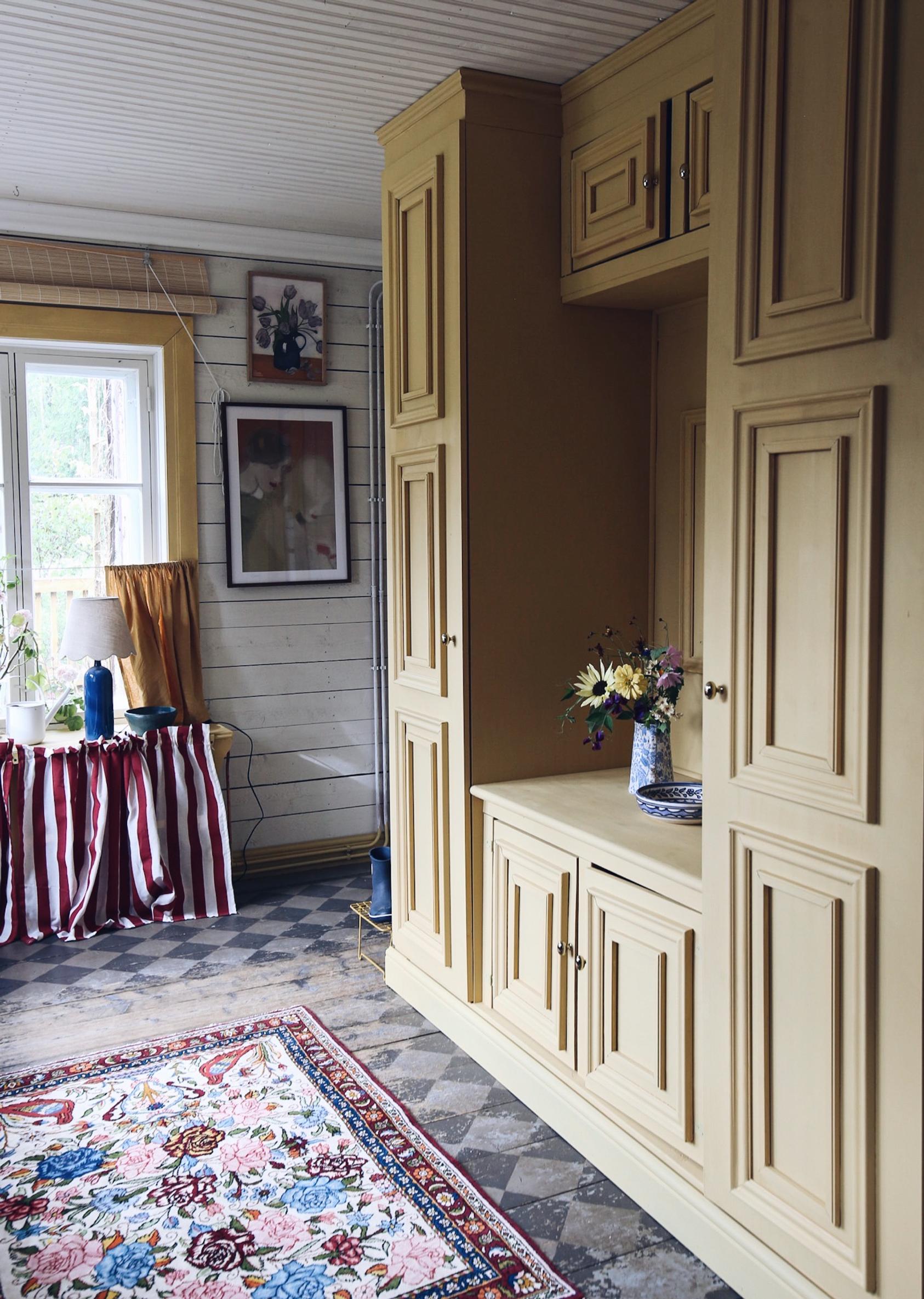 DIY yellow cabinetry