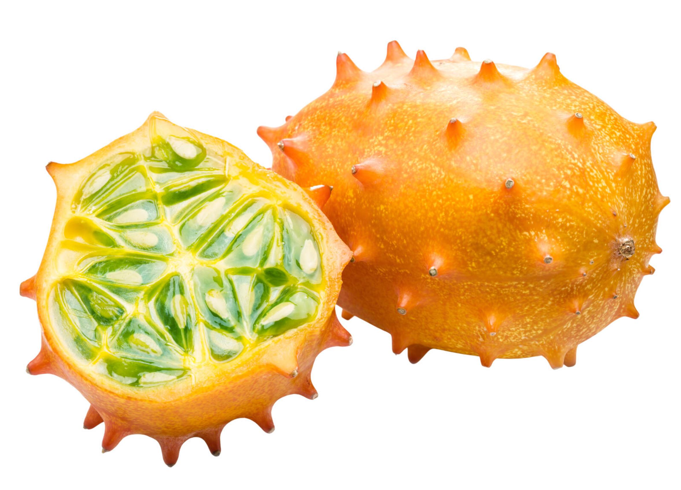 Horned melon cut open