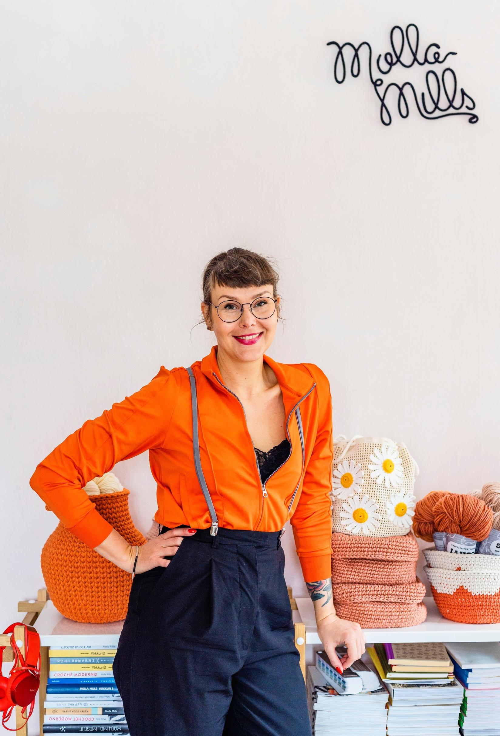 Molla Mills in her workspace