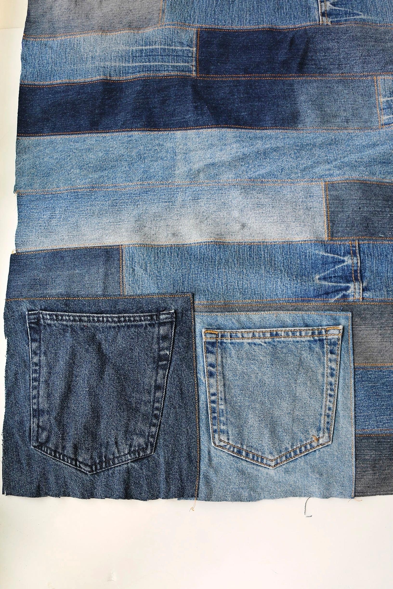Patchwork top and pockets.
