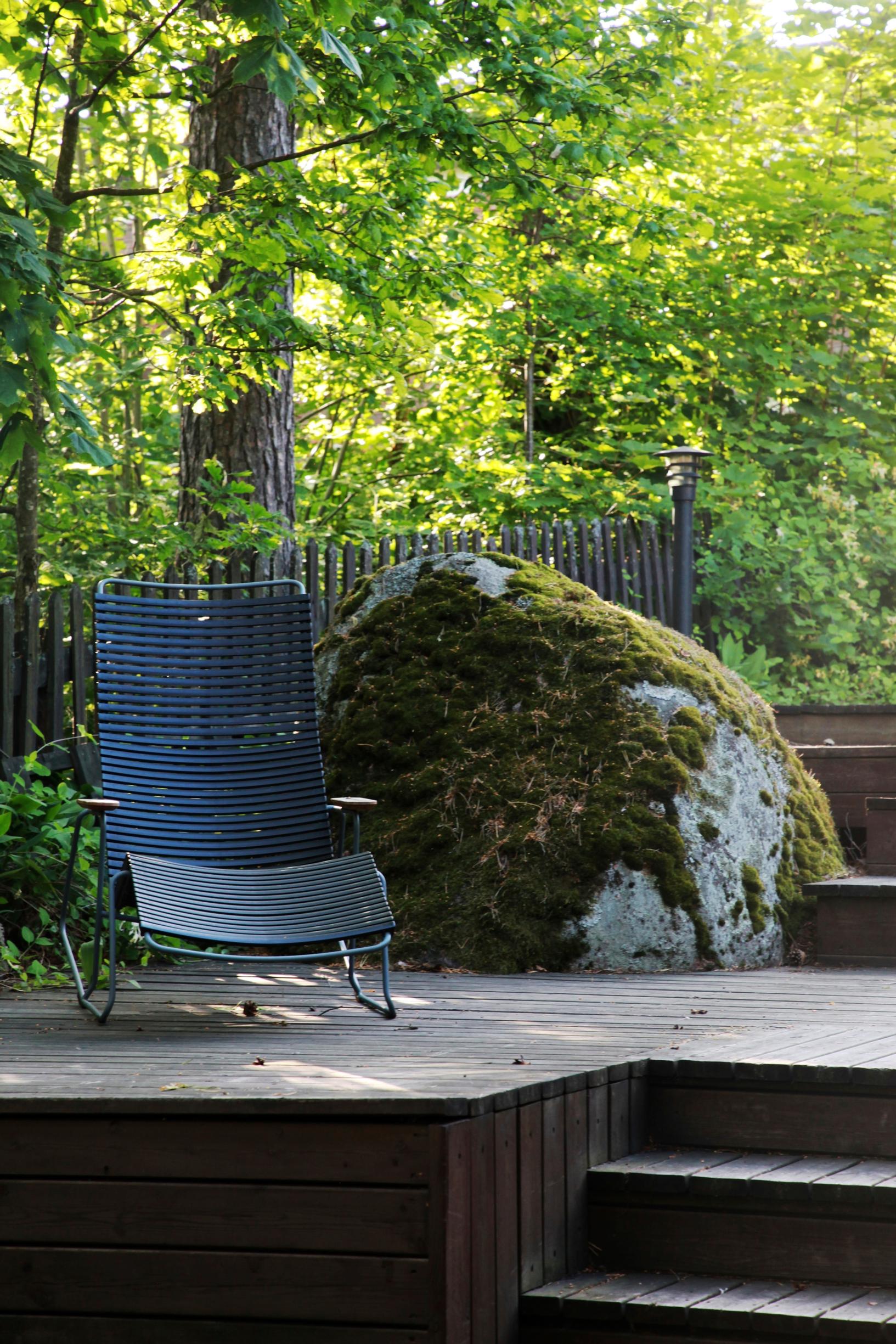 There are several wooden terraces in the yard.