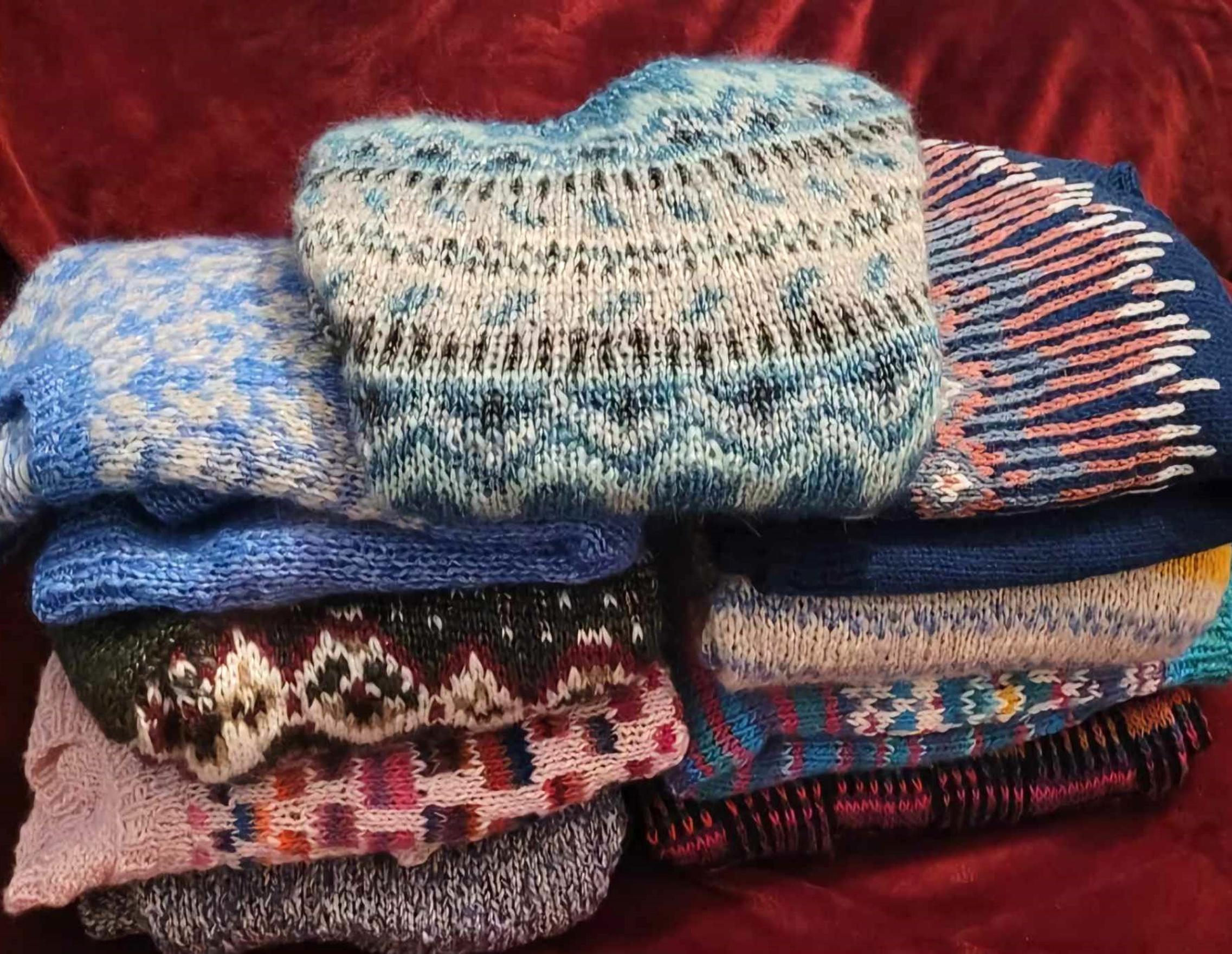 An array of beautiful knits created during the project.