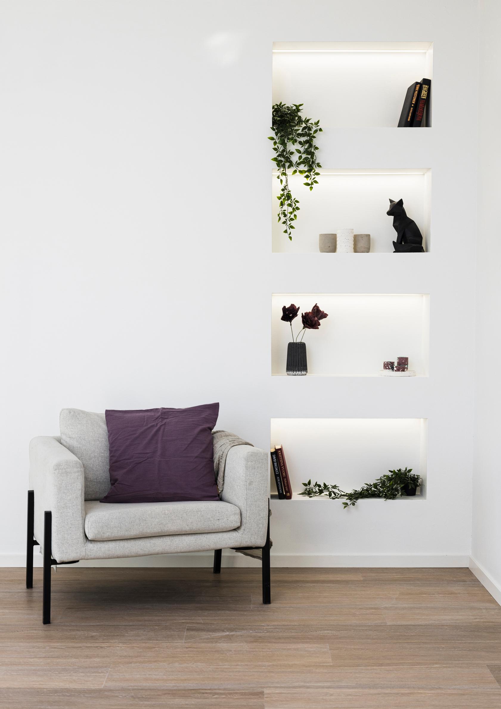 A wall-embedded shelf is a modern and practical solution—see our step by step guide