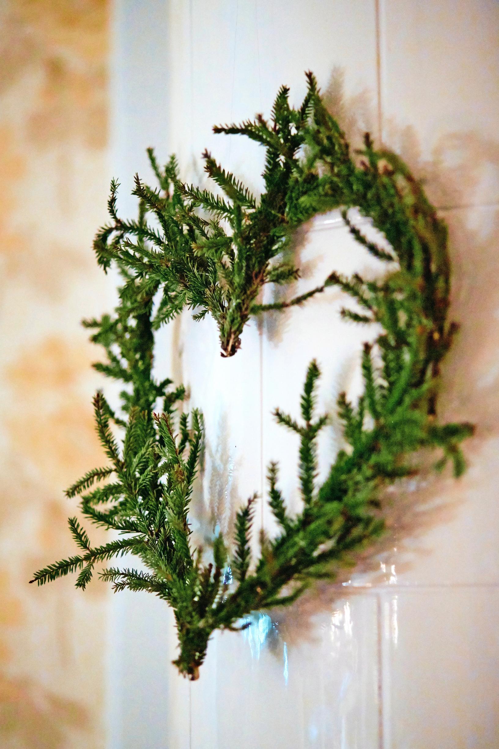Heart-shaped evergreen wreath