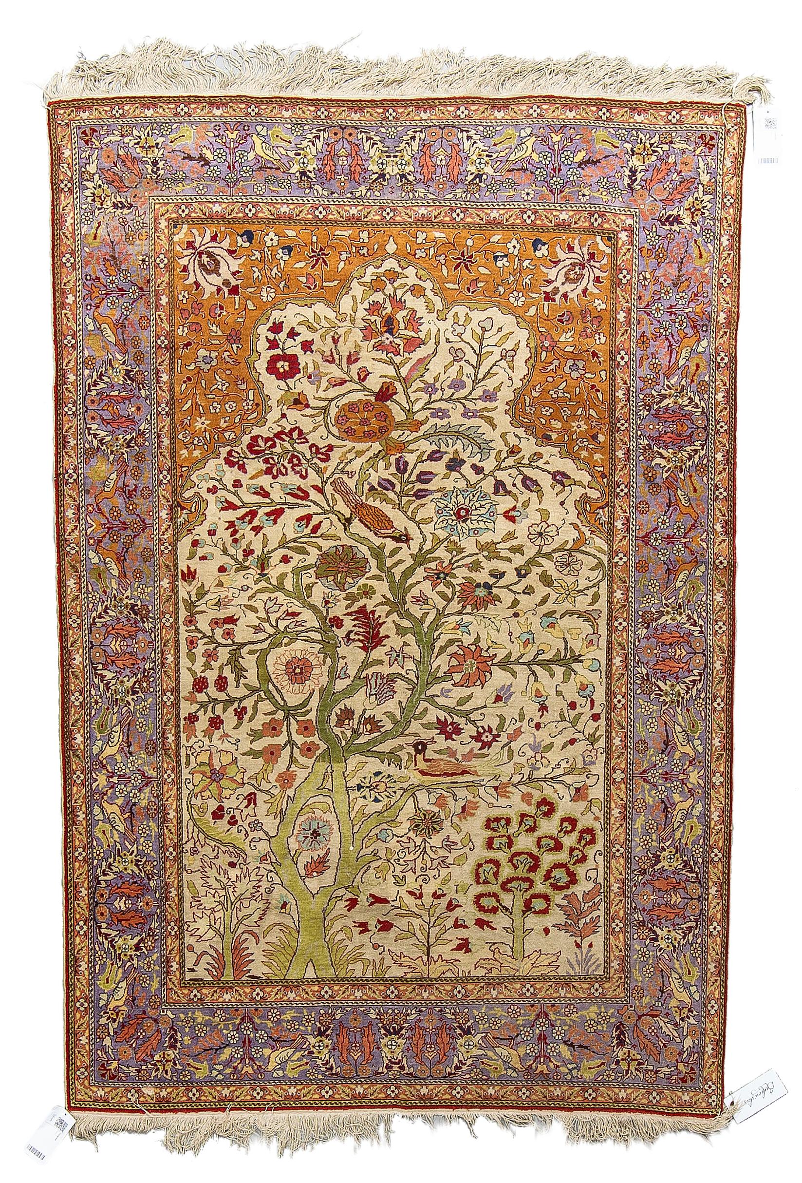 Old Turkish silk rug