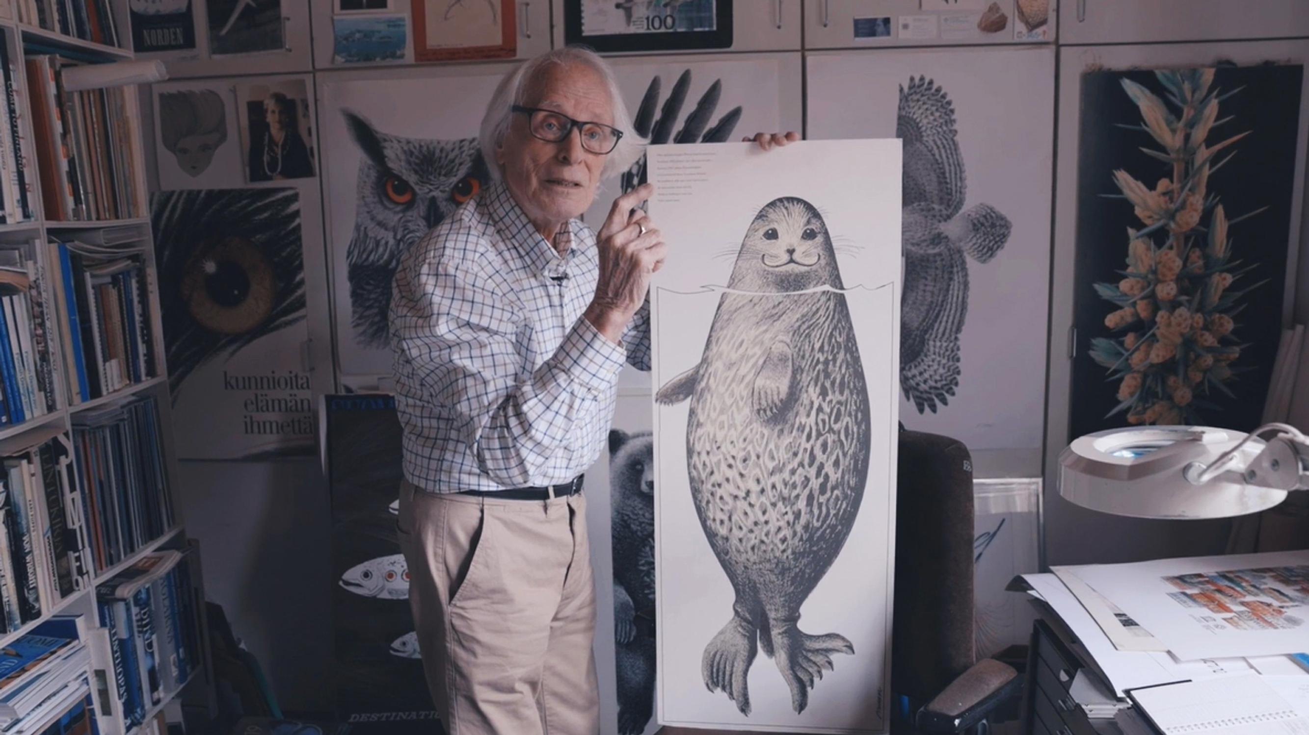 Inside graphic artist Erik Bruun’s studio: Discover the story of the iconic Saimaa seal illustration!