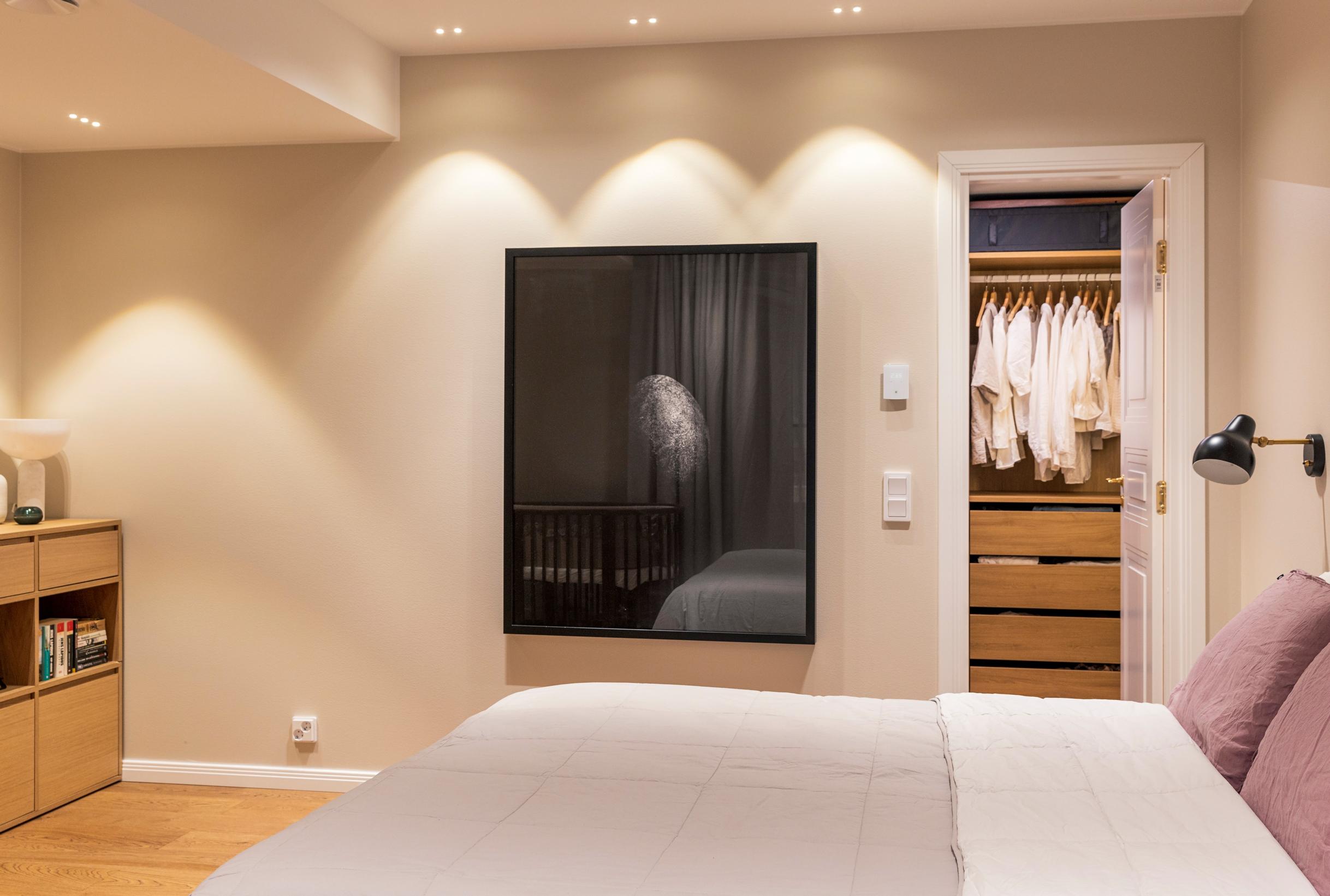The main bedroom in the garage conversion home.
