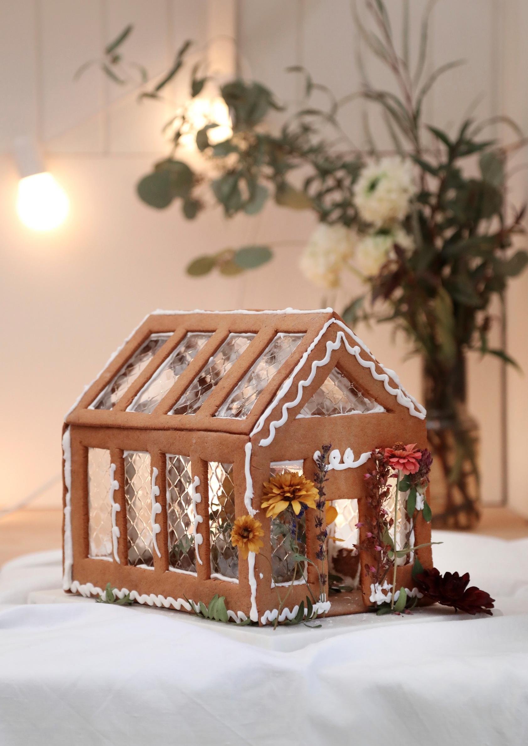 A gingerbread greenhouse