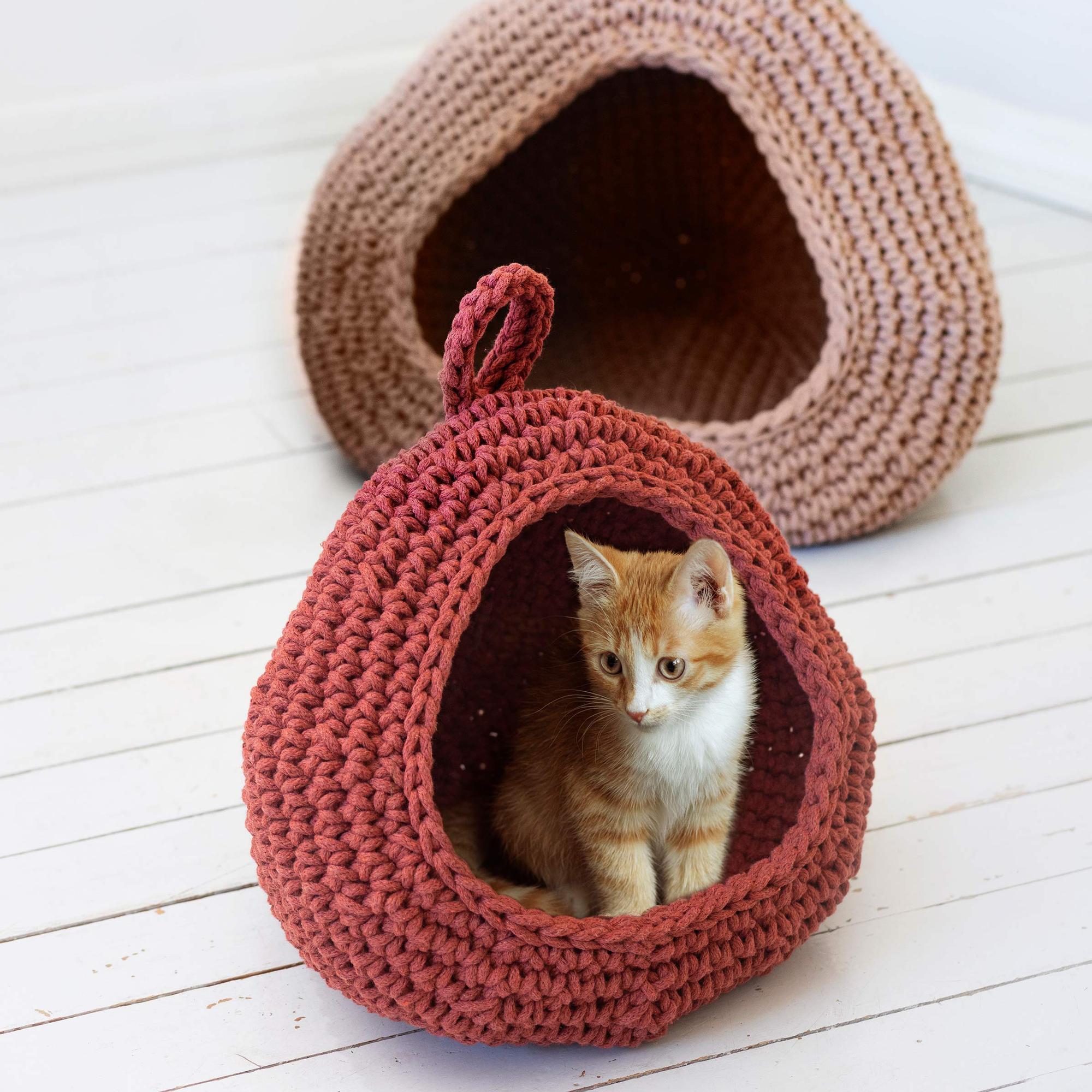 Crocheted cat cave—a soft yet sturdy hideaway made in one piece