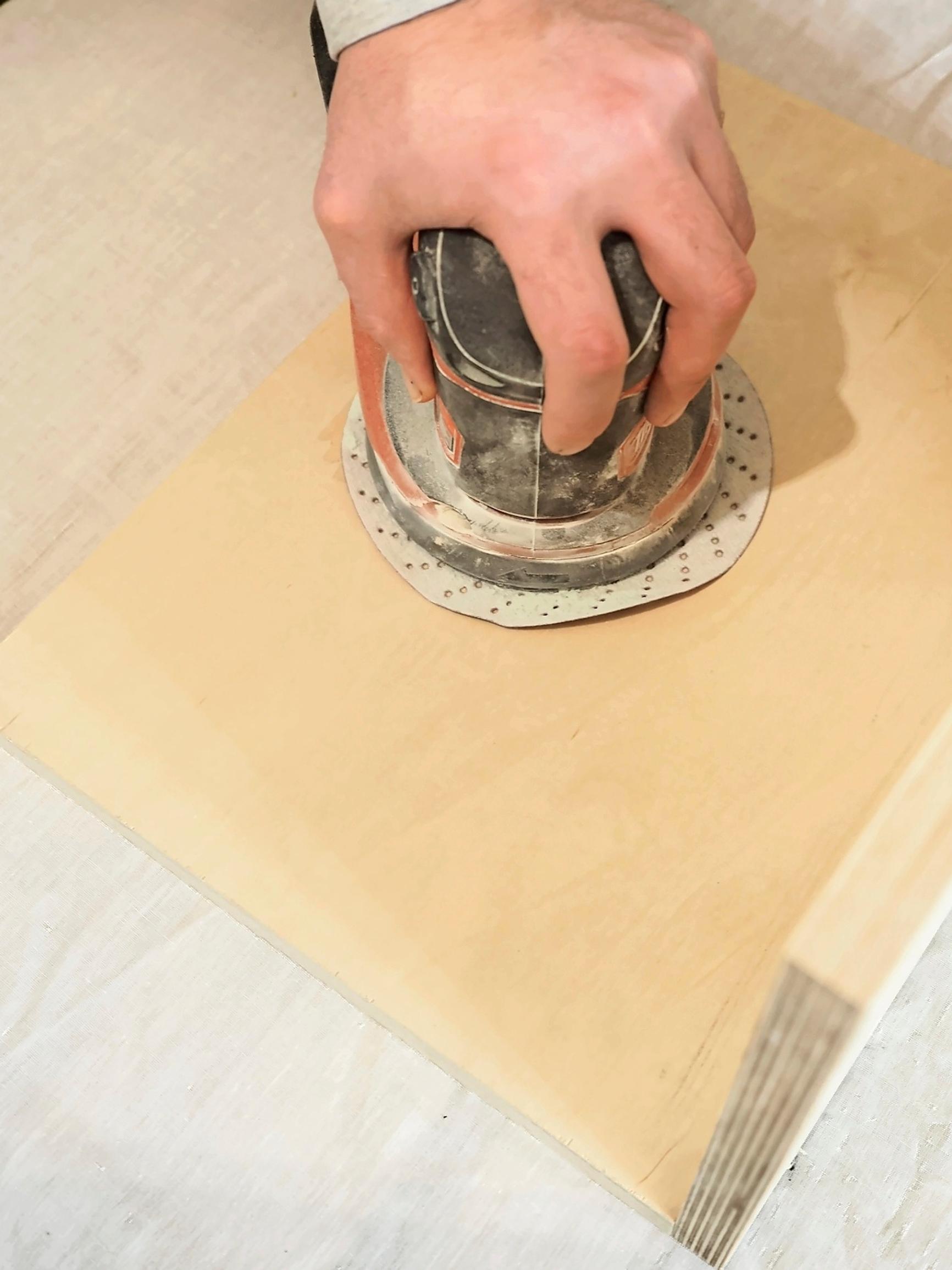 Sanding the bedside table drawer