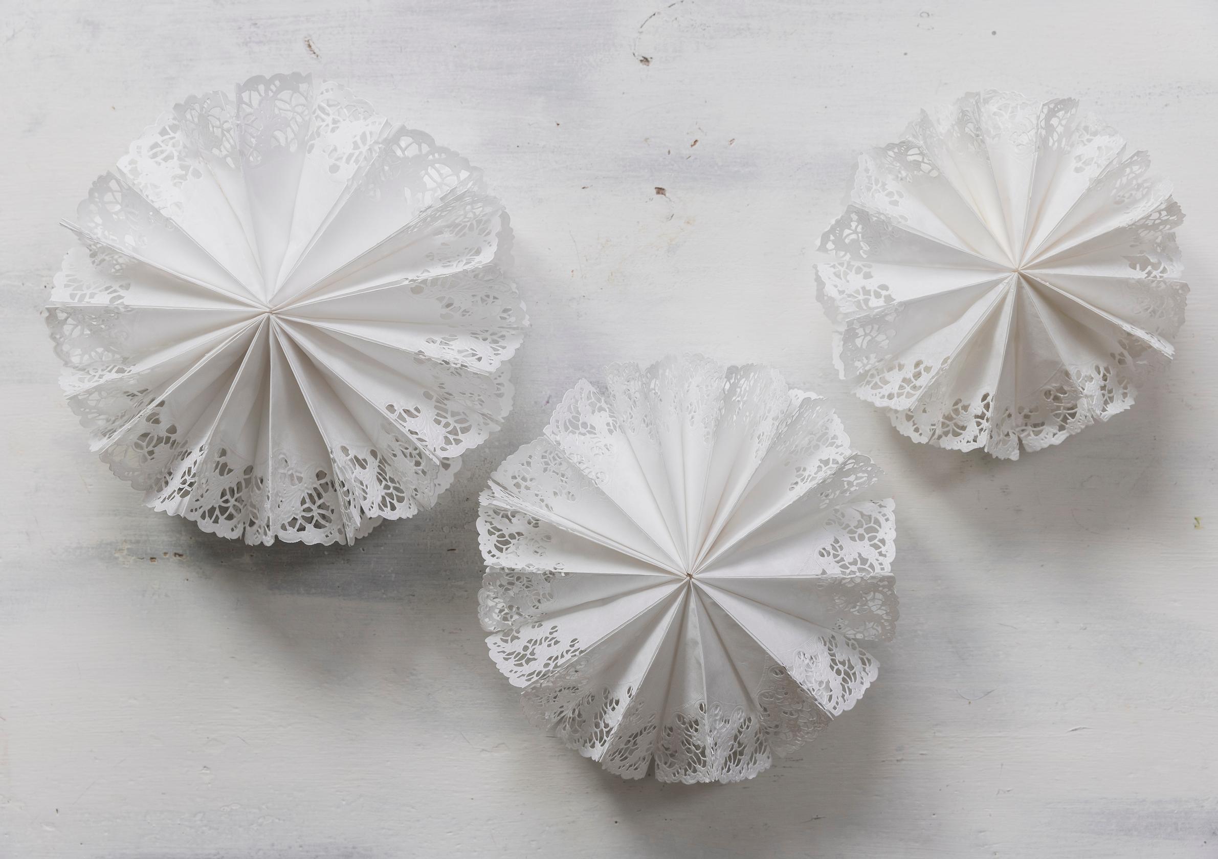 Finished paper doily stars