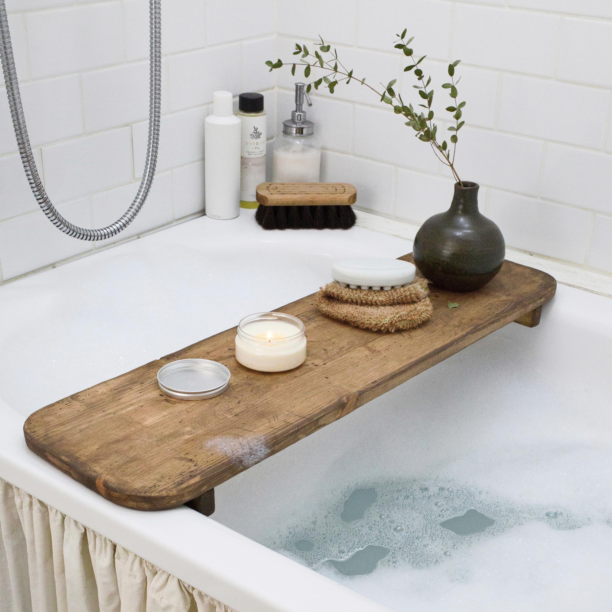 How to make a rustic bath tray with some wood, wax, and a bit of hammering