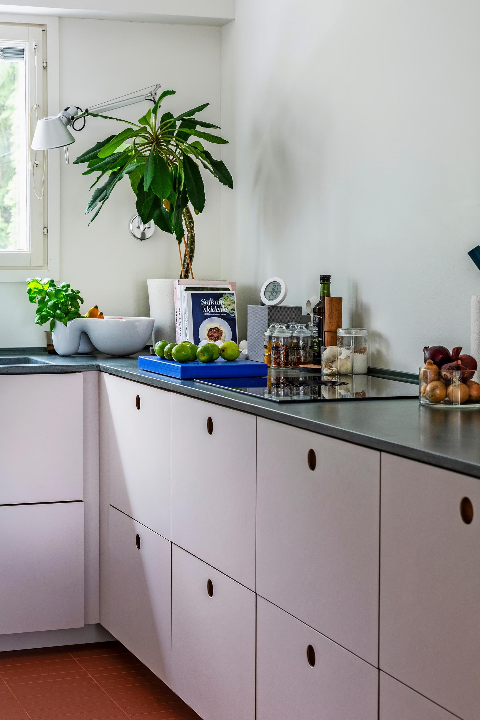 Kitchen drawers and concrete countertop