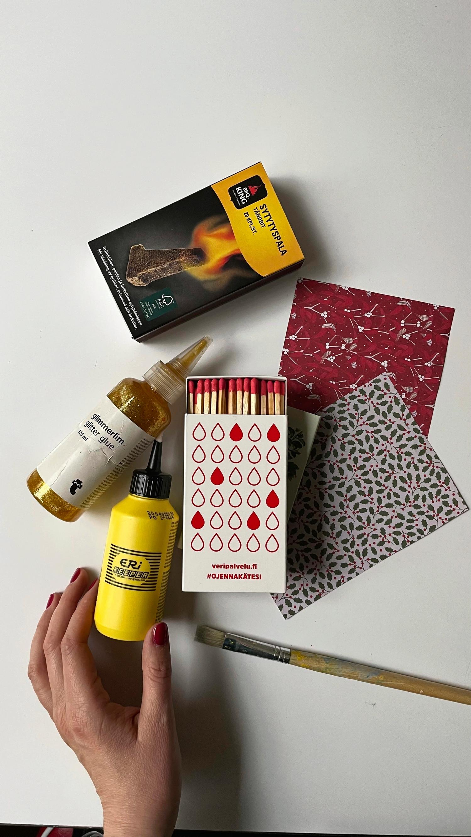 Supplies for a decorated matchbox