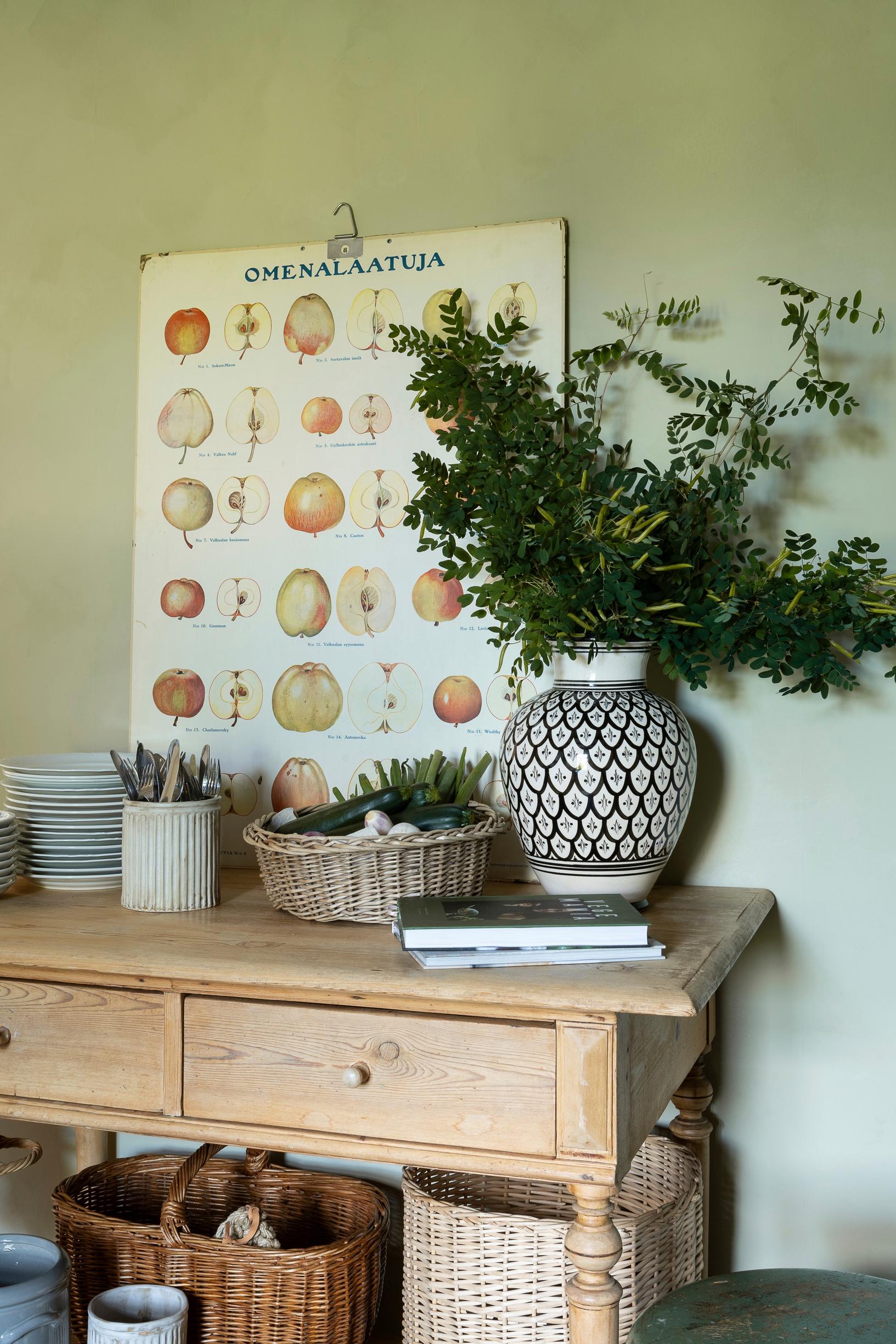 The kitchen’s painted walls and island.