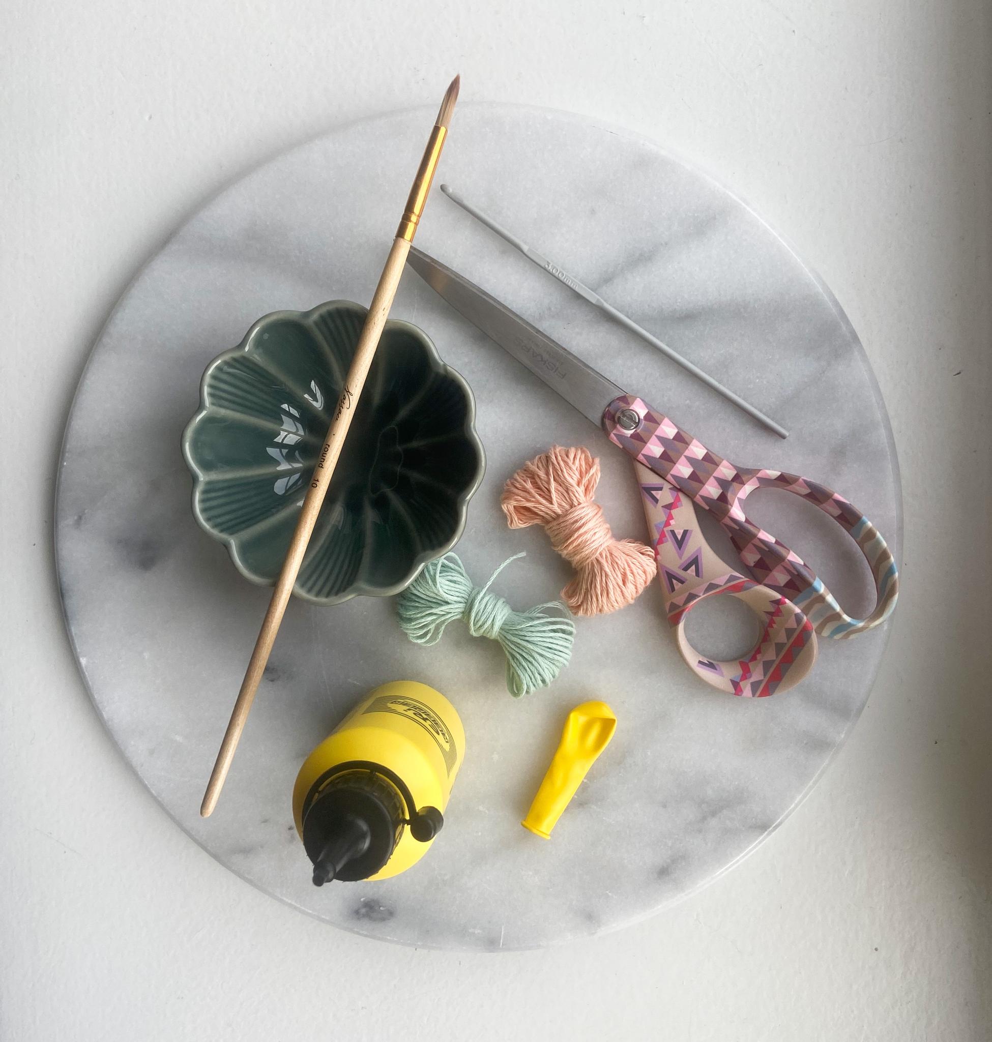 Supplies for crocheted eggs