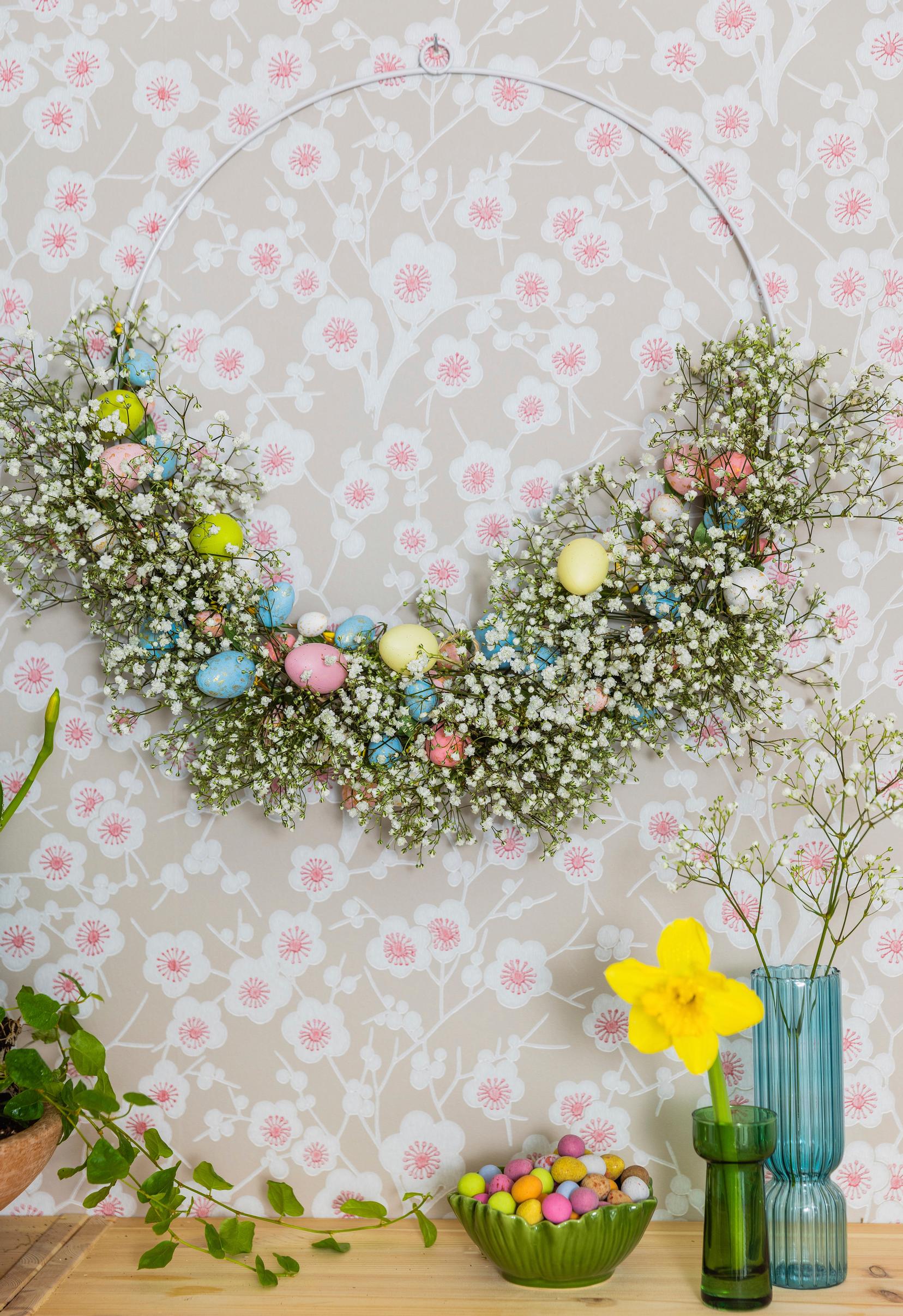 Easter wreath with baby’s breath