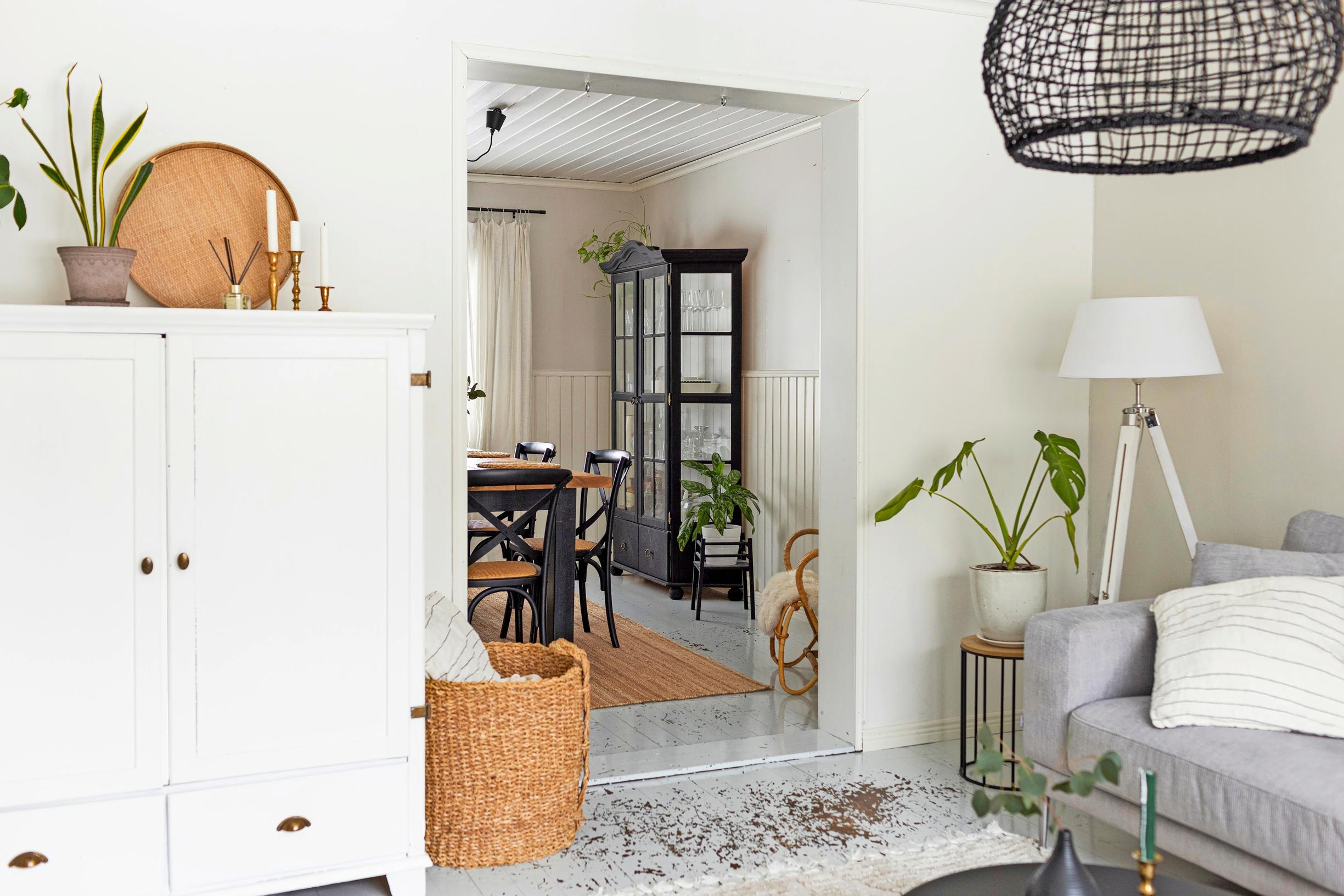 White cabinet in the living room