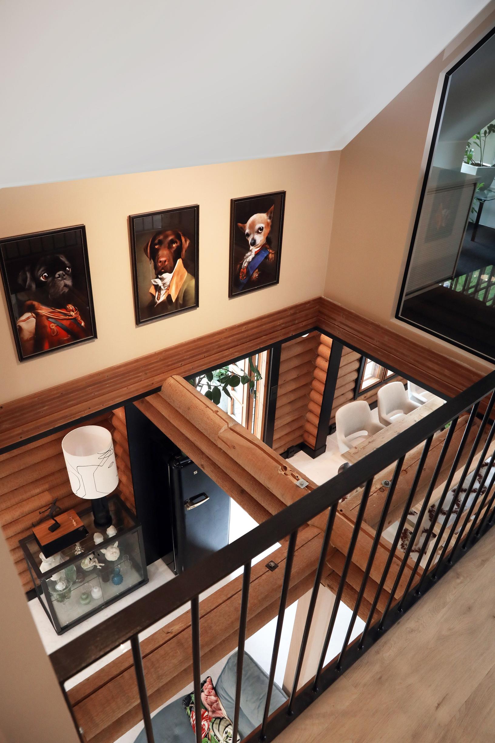 An open space connects the upstairs to the living room below.
